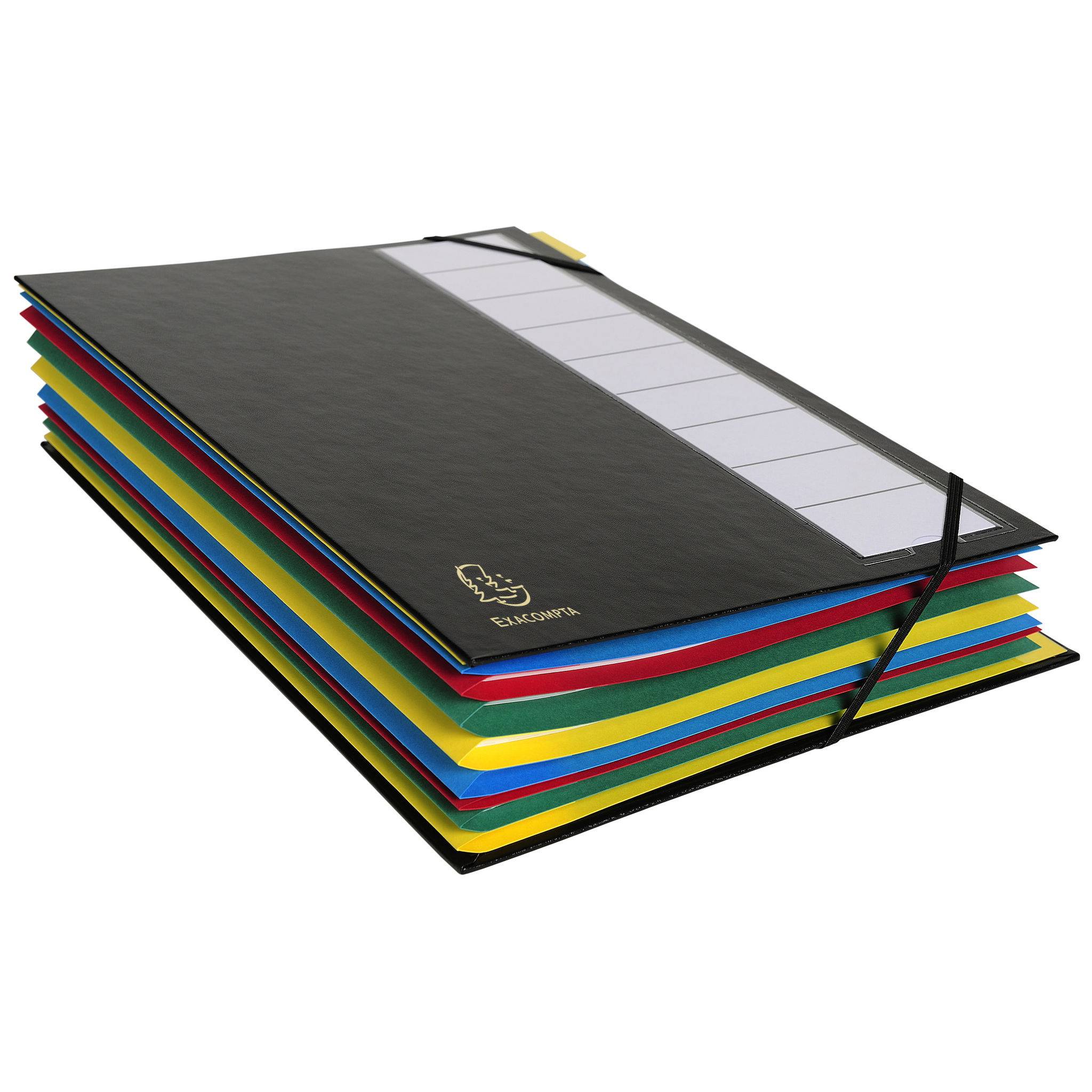 Exacompta 6x Ordnungsmappe Deckel 3mm Gummizug 7 Fächer A4 sortiert 55320E