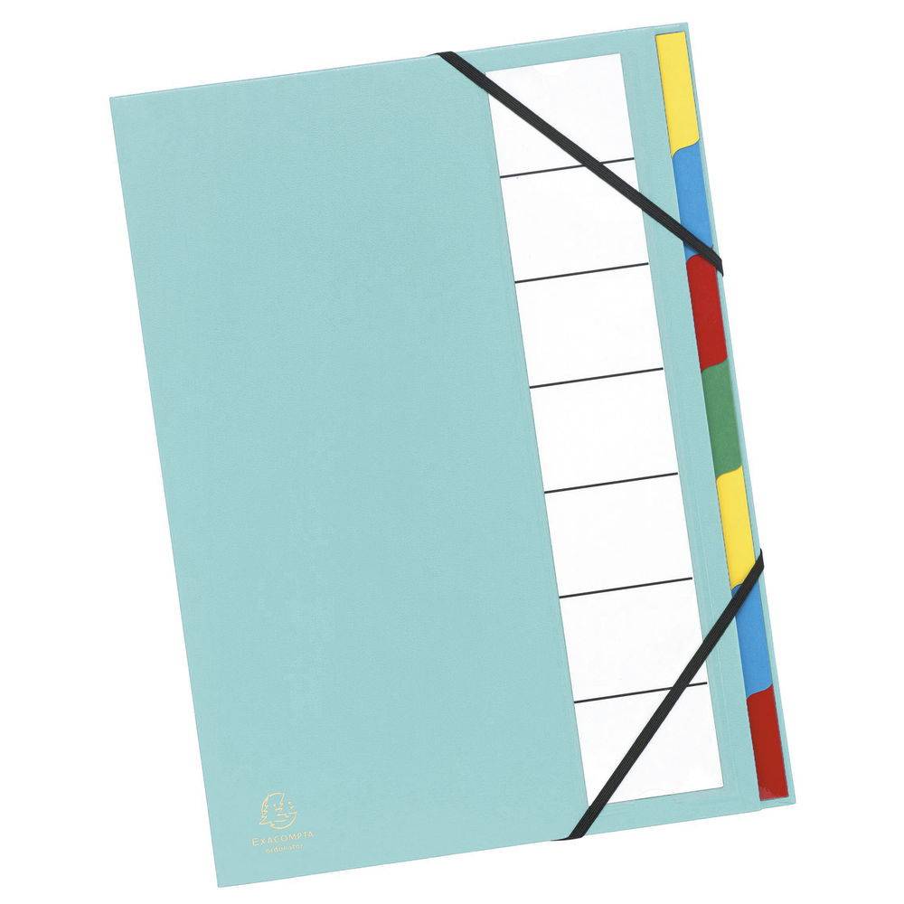 Exacompta 6x Ordnungsmappe Deckel 3mm Gummizug 7 Fächer A4 sortiert 55320E