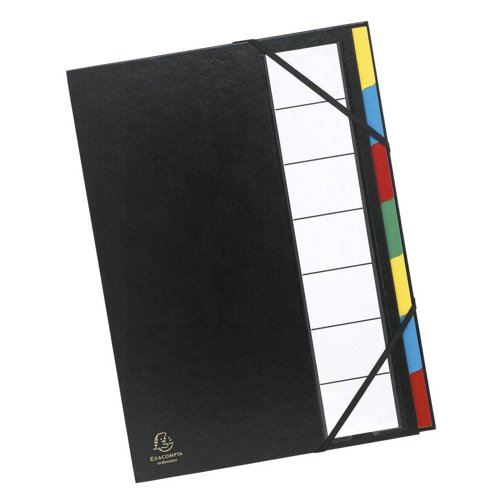 Exacompta 6x Ordnungsmappe Deckel 3mm Gummizug 7 Fächer A4 sortiert 55320E