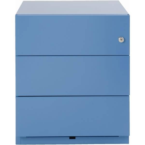 Rollcontainer Note™ mit Griffleiste, 3 Universalschubladen, Farbe blau
