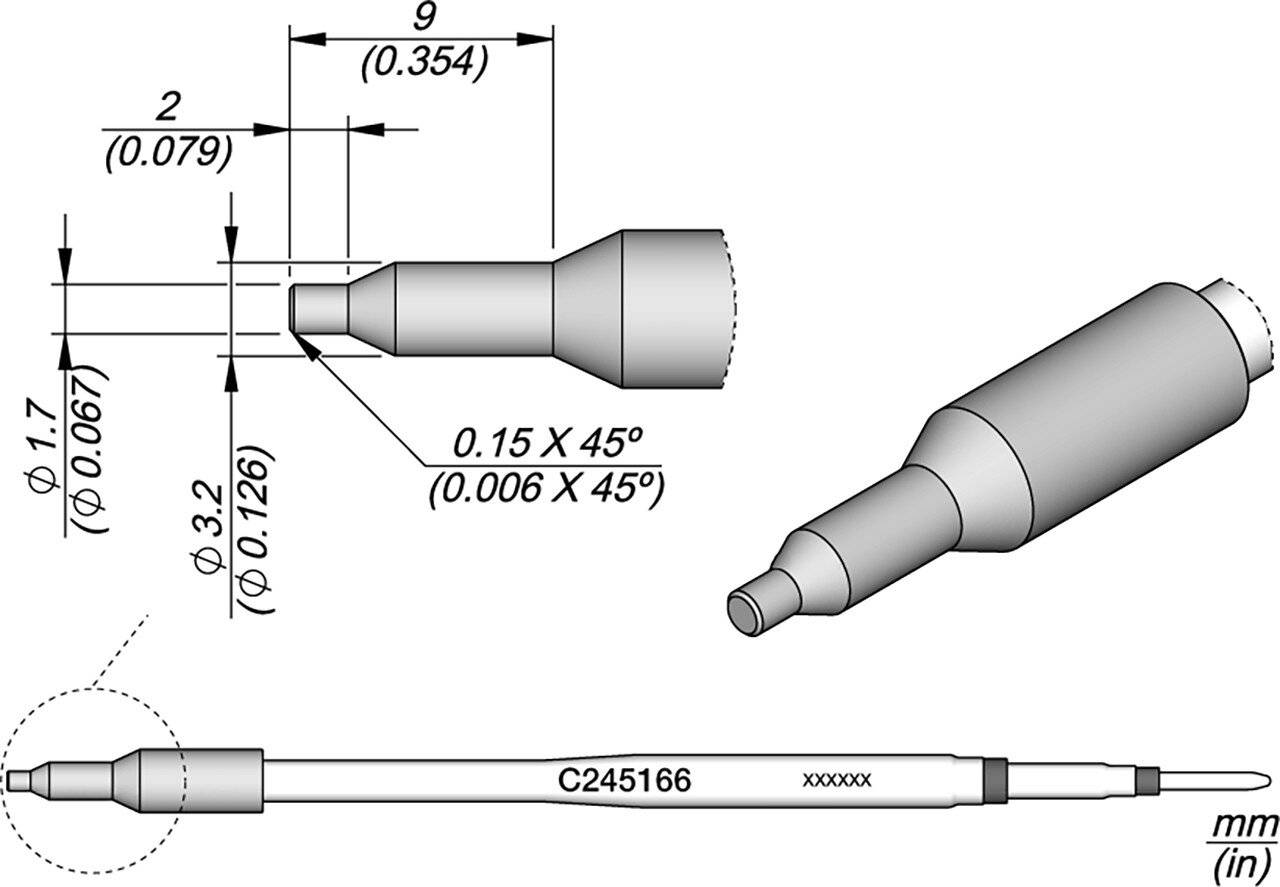 Lötspitze für Kunststoff Inox, 1,7 mm, C245166