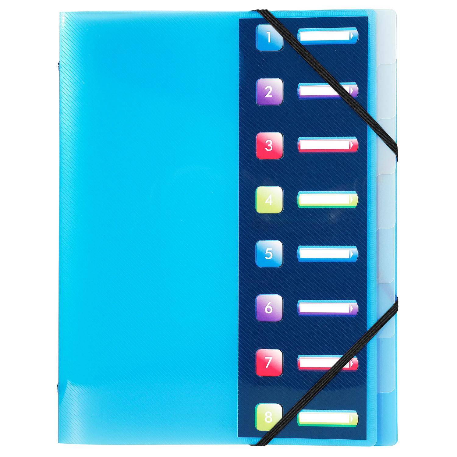 Exacompta 10x Ordnungsmappe PP 500µ Gummizug 3Klappen 8Fächer A4 sortiert 56610E