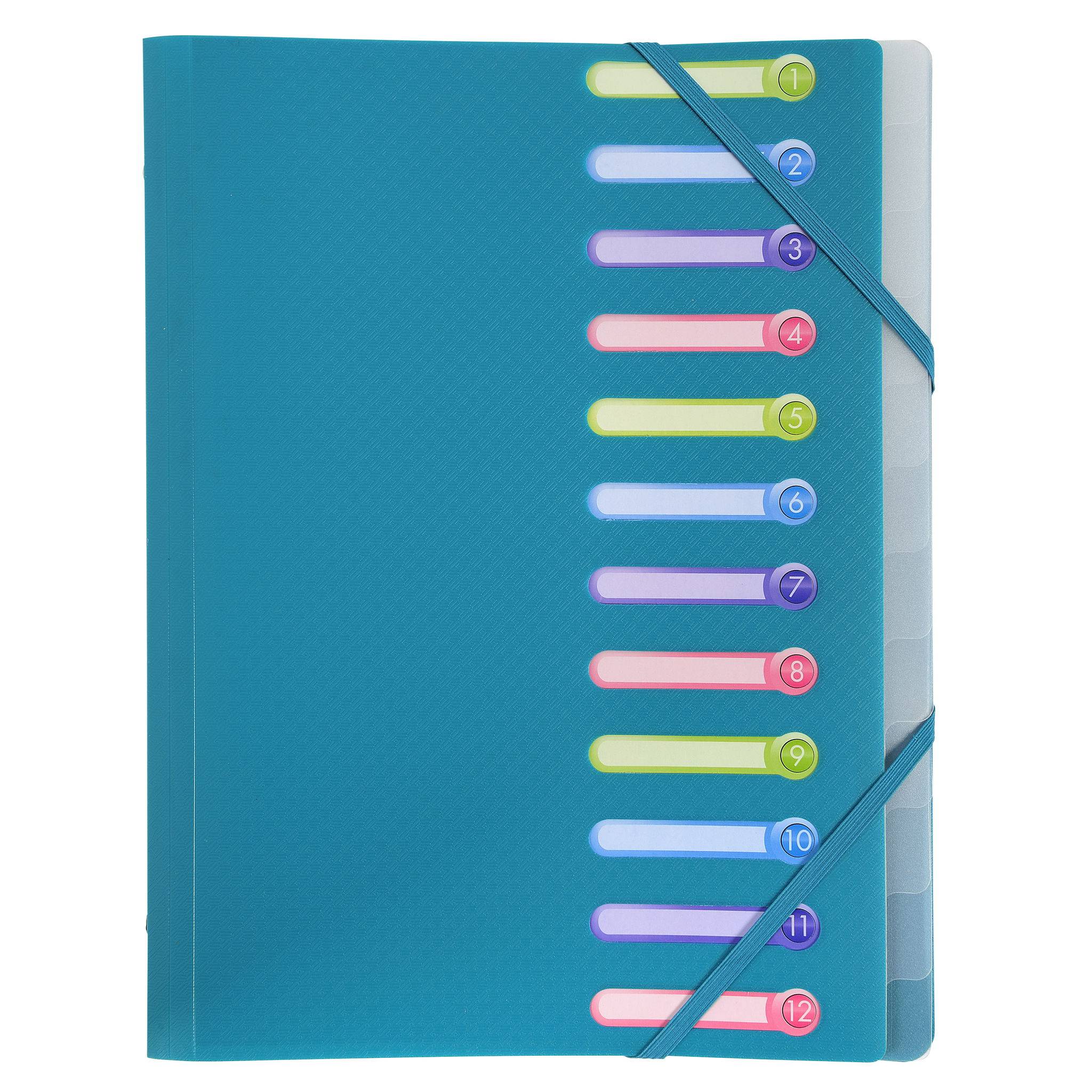 Exacompta 10x Ordnungsmappe OPAK PP + 3 Klappen, 12 Fächern, sortiert, 55180E