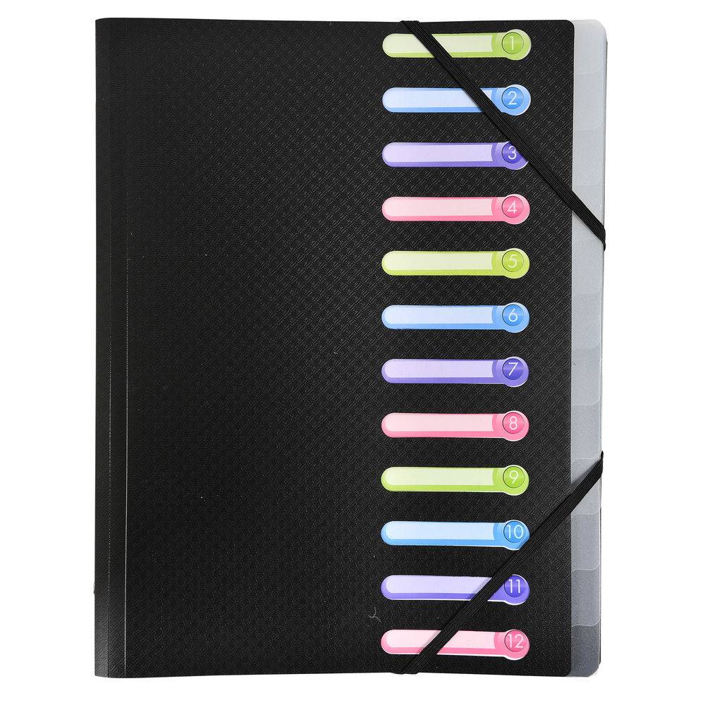 Exacompta 10x Ordnungsmappe OPAK PP + 3 Klappen, 12 Fächern, sortiert, 55180E