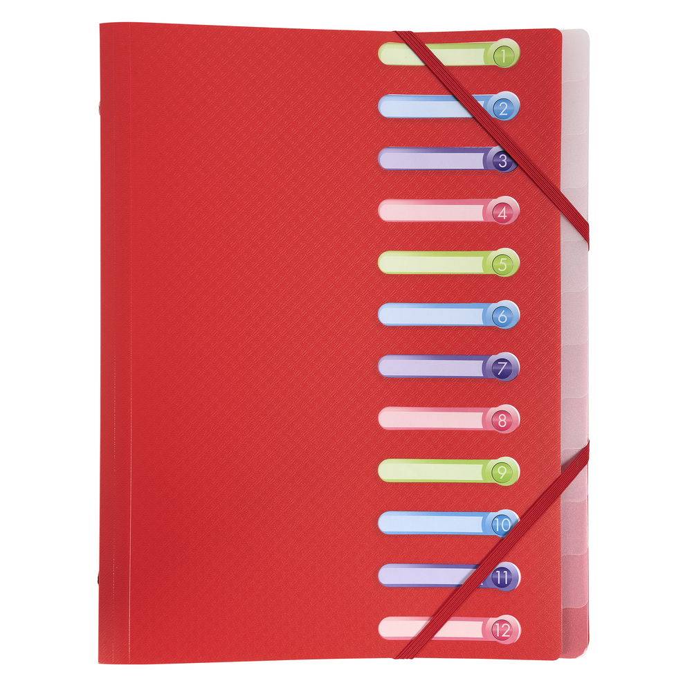 Exacompta 10x Ordnungsmappe OPAK PP + 3 Klappen, 12 Fächern, sortiert, 55180E