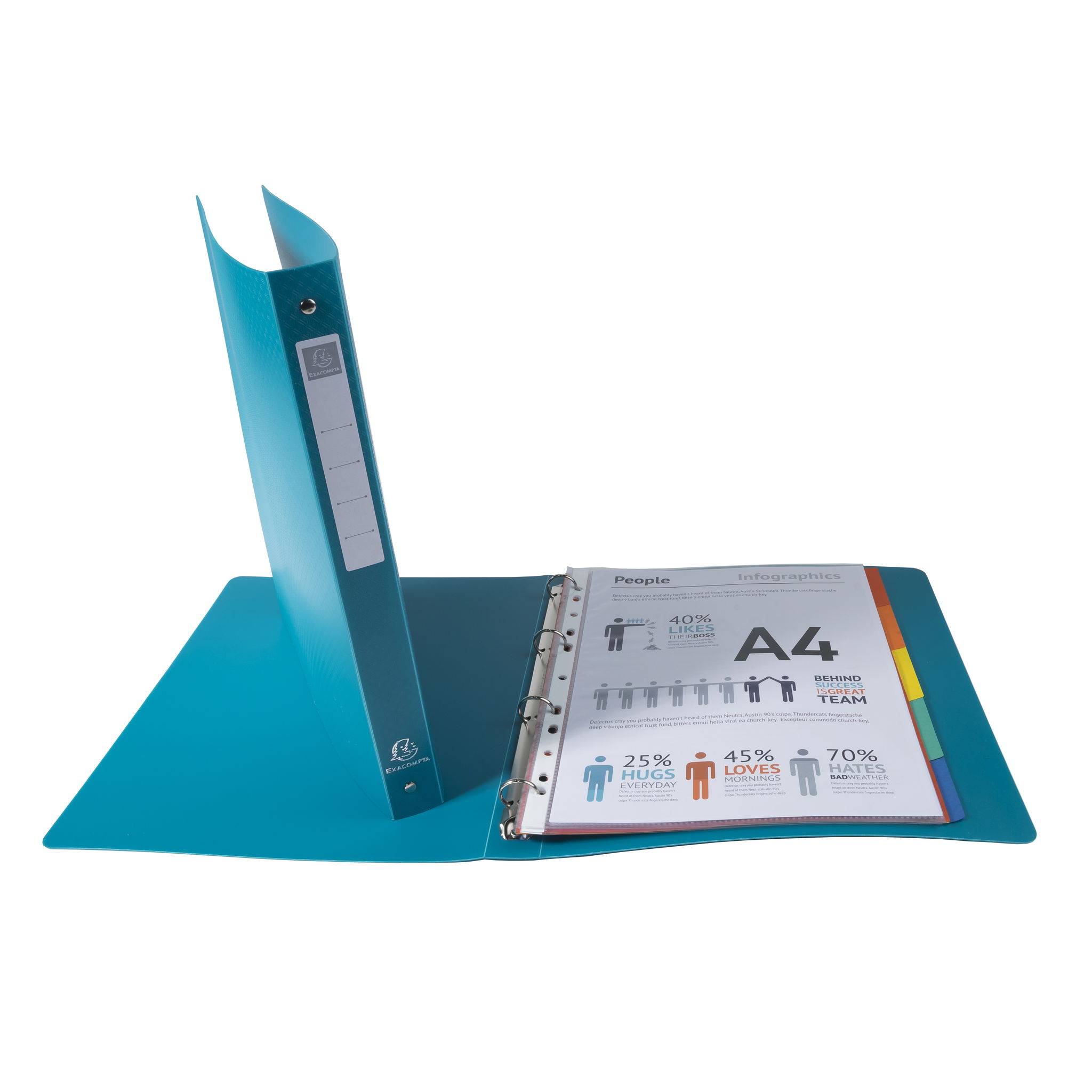 Exacompta 15x Ringbuch PP 1000µ 4Ring Rücken 30mm A4 Überbreite sortiert 51290E