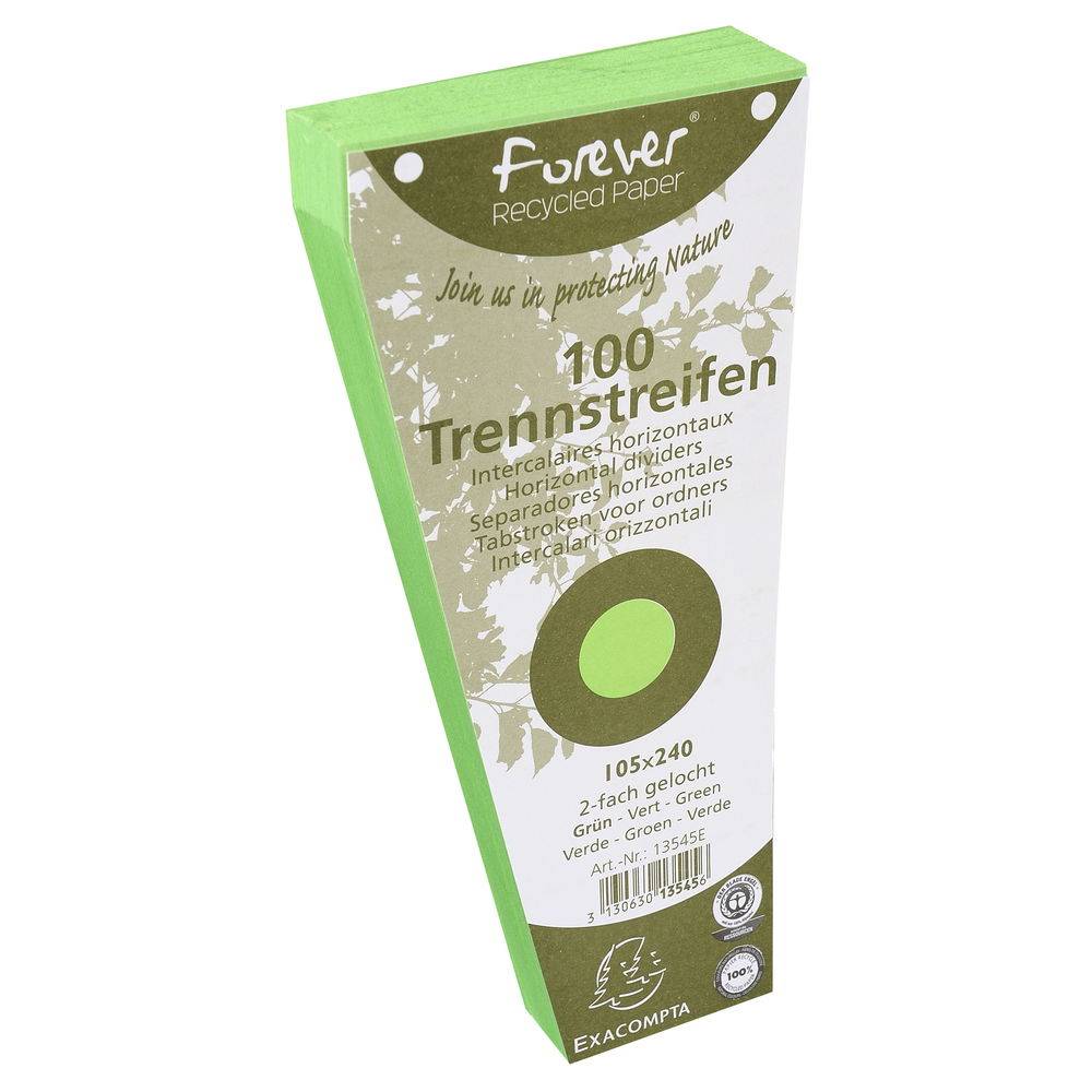 Exacompta 6x Pack 100 Trennstreifen trapez gelocht RC Kart 105x240mm Grün 13545E