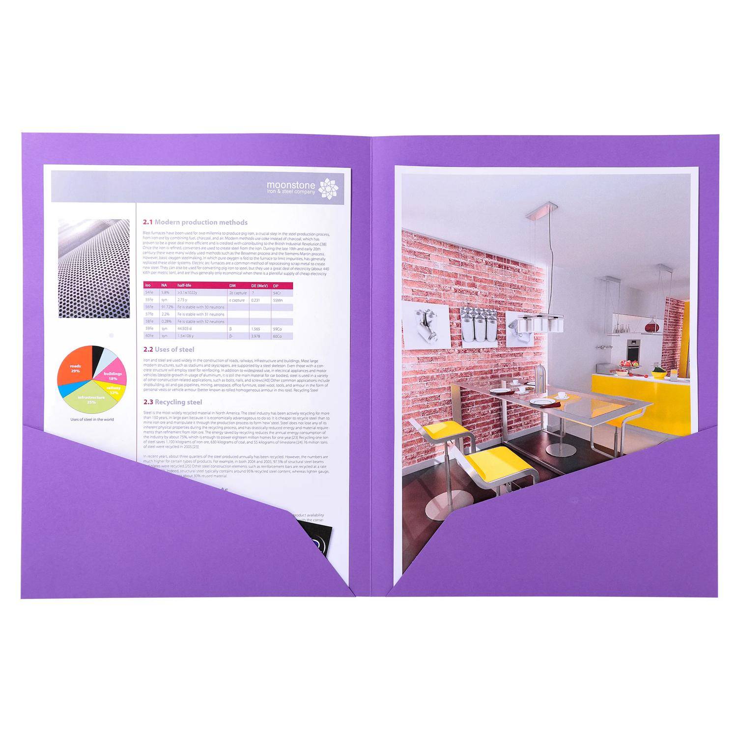 Exacompta 10x Pack 25 Aktenmappe, 2 Innenfächer, A4 oder A3, Lila, 415007E