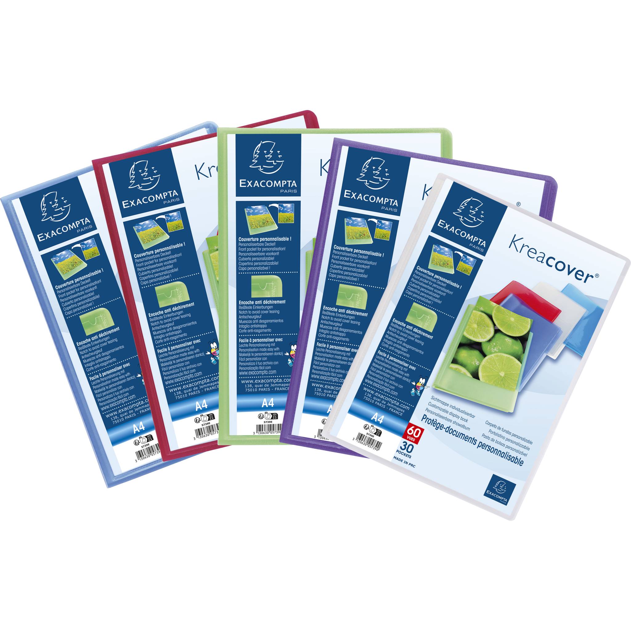 Exacompta 12x Sichtmappe PP 500µ + 30 Hüllen Kreacover , A4, sortiert, 5739E
