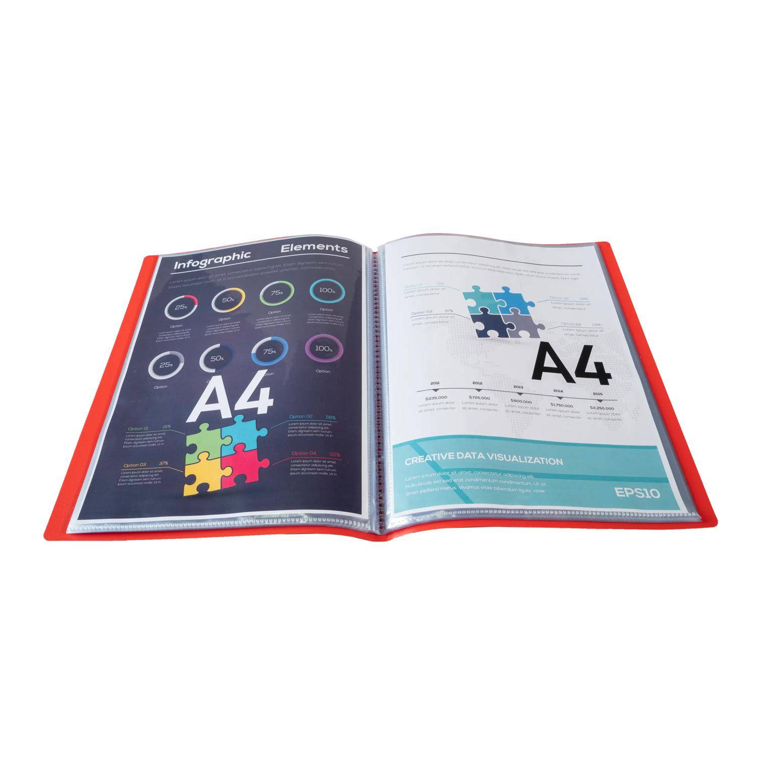 Exacompta 8x Sichtmappe aus PP 500µ, 80 Kristallhüllen OPAK - A4 - Rot - 8885E