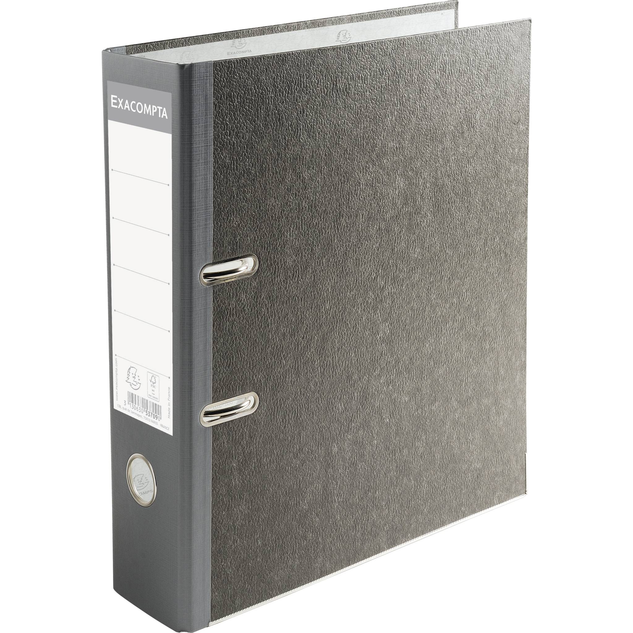 Exacompta 20x Ordner Wolkenmarmor 2Ring 80mm Rücken farbig A4 grau 53709E