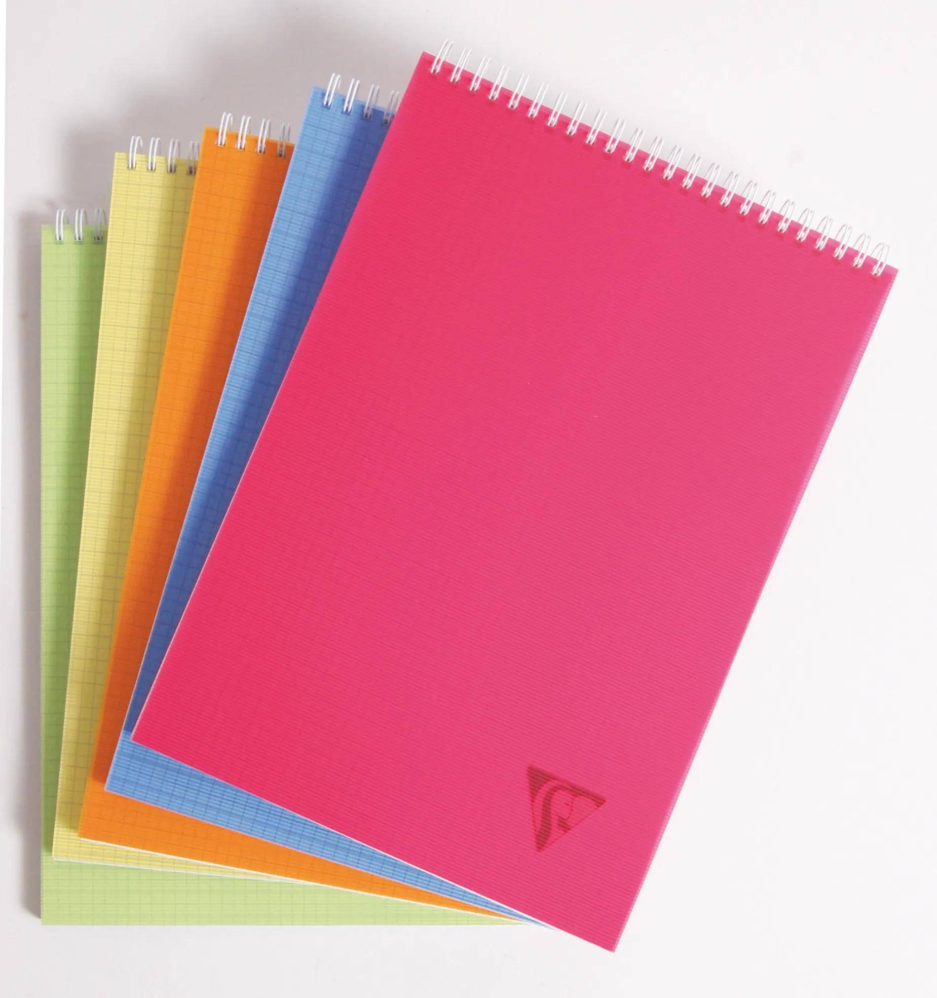 Clairefontaine 5x Block mit Doppelspirale A4 80 Blatt kariert sortiert 328635C