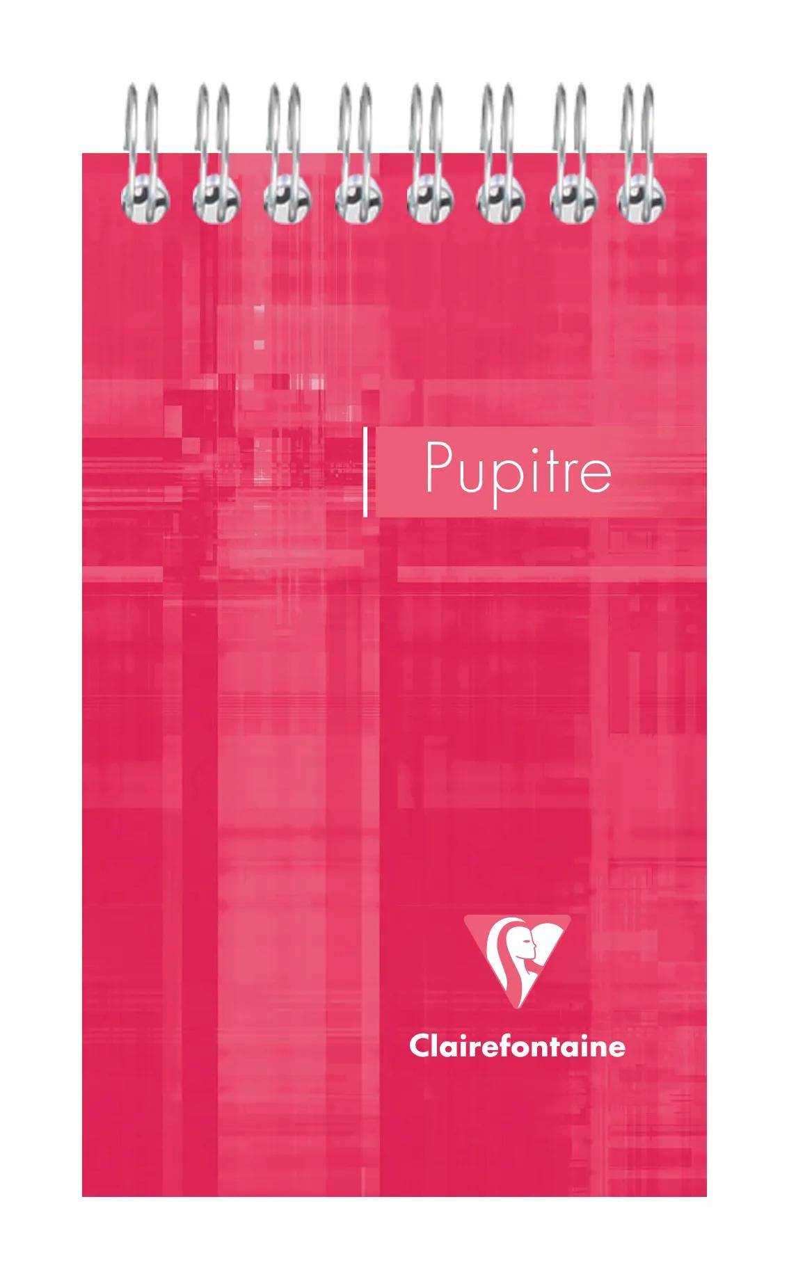 Rosa Spiralbindungsnotizbuchangebot mit dem Wort „Pupitre
