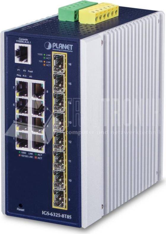 PLANET IP30 Industrial L3 8-Port Managed Gigabit Ethernet (10/100/1000) Blau