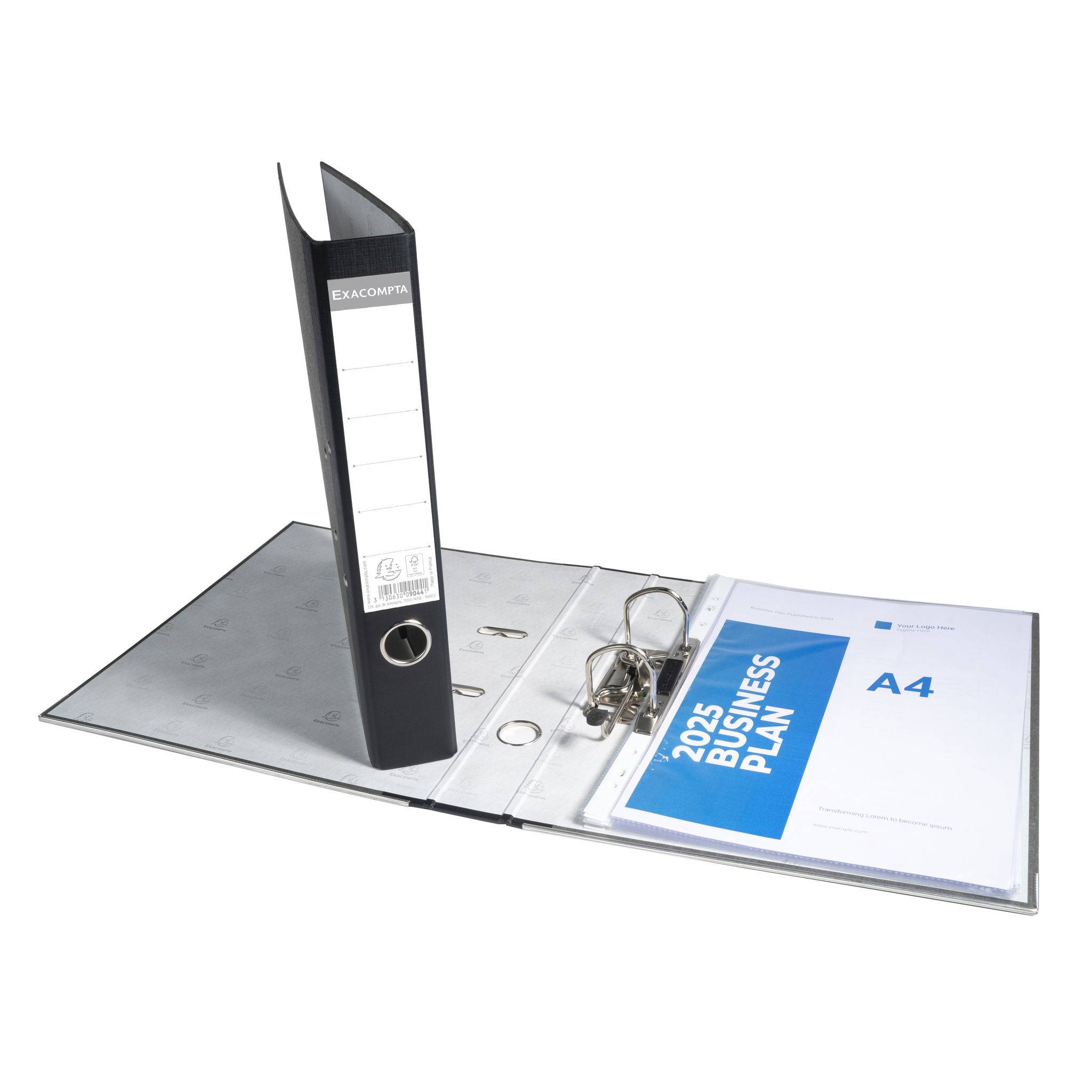 Exacompta 20x Ordner Wolkenmarmor 2Ring 50mm Rücken A4 Rücken schwarz 9044B