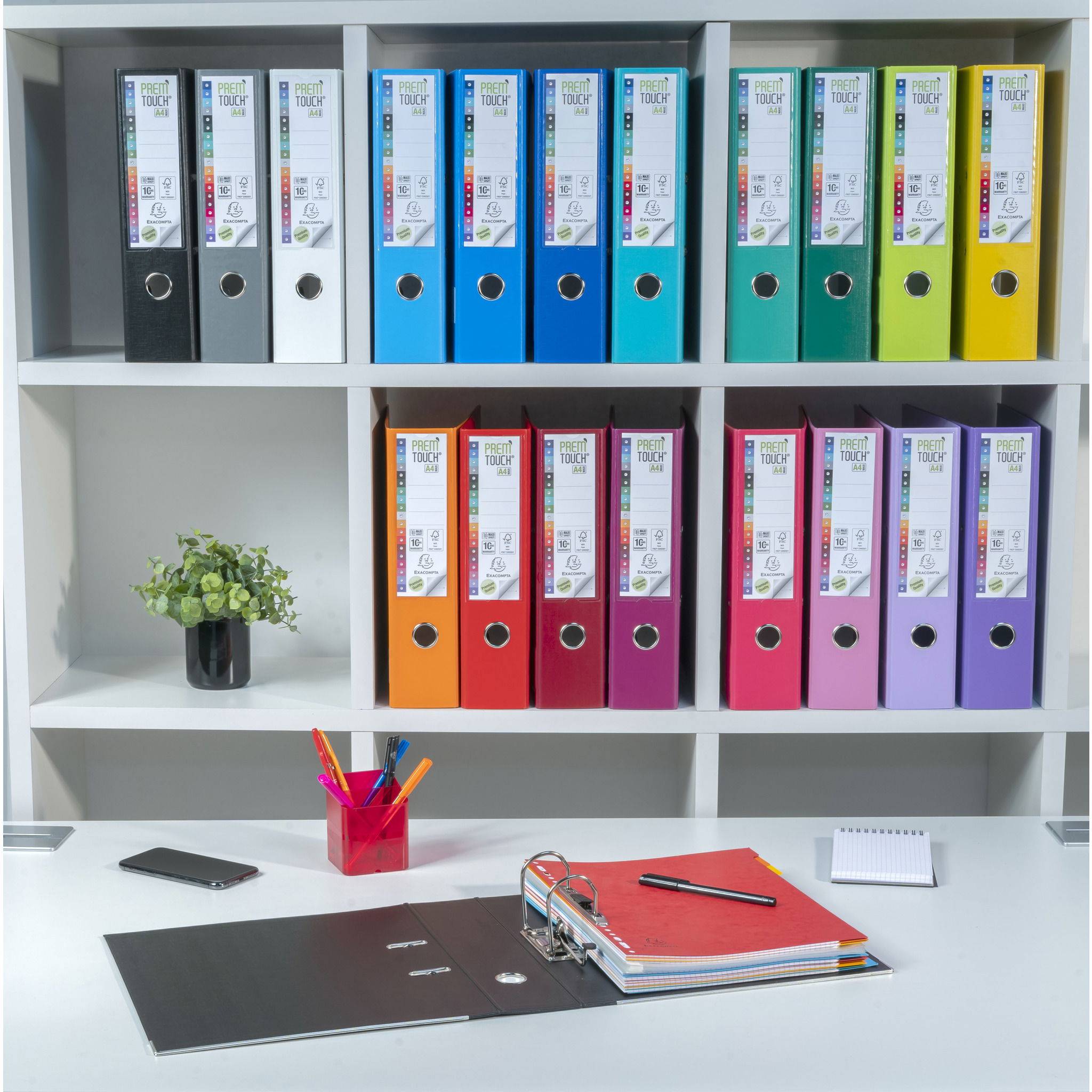 Exacompta 10x Ordner Prem'Touch außen PP Rücken 80mm A4 Maxi Fuchsia 53347E