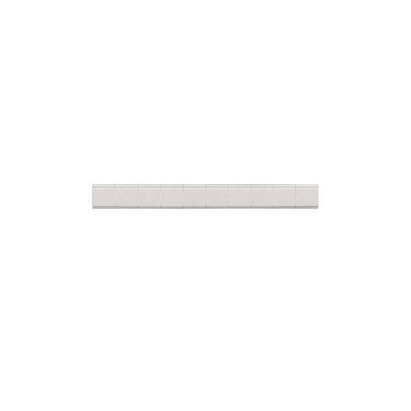 Avenzoar blanco 10x40 cm' – Eine weiße rechteckige Fliese mit einer Größe von 10 mal 40 Zentimetern und glatter Oberfläche, wahrscheinlich zur Wanddekoration verwendet.