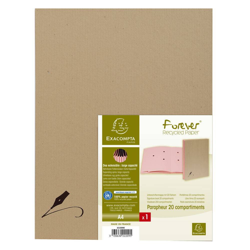 Exacompta 5x Unterschriftenmappe RC Kart.mit dehnbar 20 Fächer A4 braun 22209E