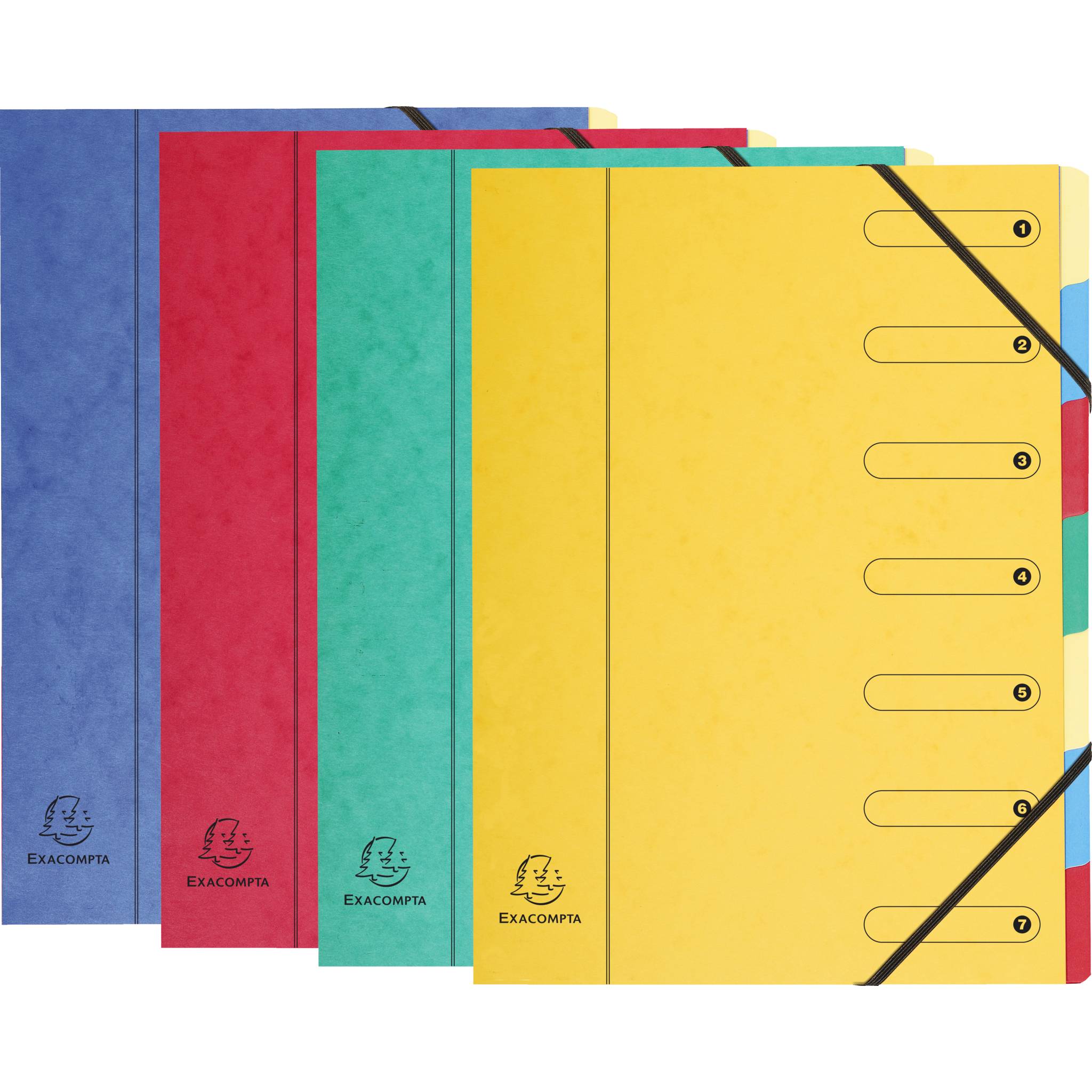 Exacompta 8x Ordnungsmappe Harmonika-Rücken Karton 7 Fächer A4 sortiert 5207E