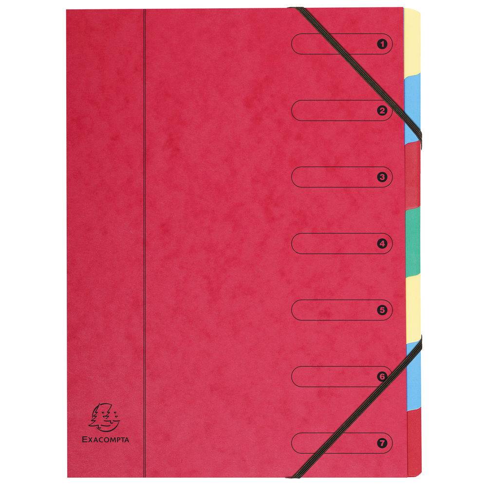 Exacompta 8x Ordnungsmappe Harmonika-Rücken Karton 7 Fächer A4 sortiert 5207E