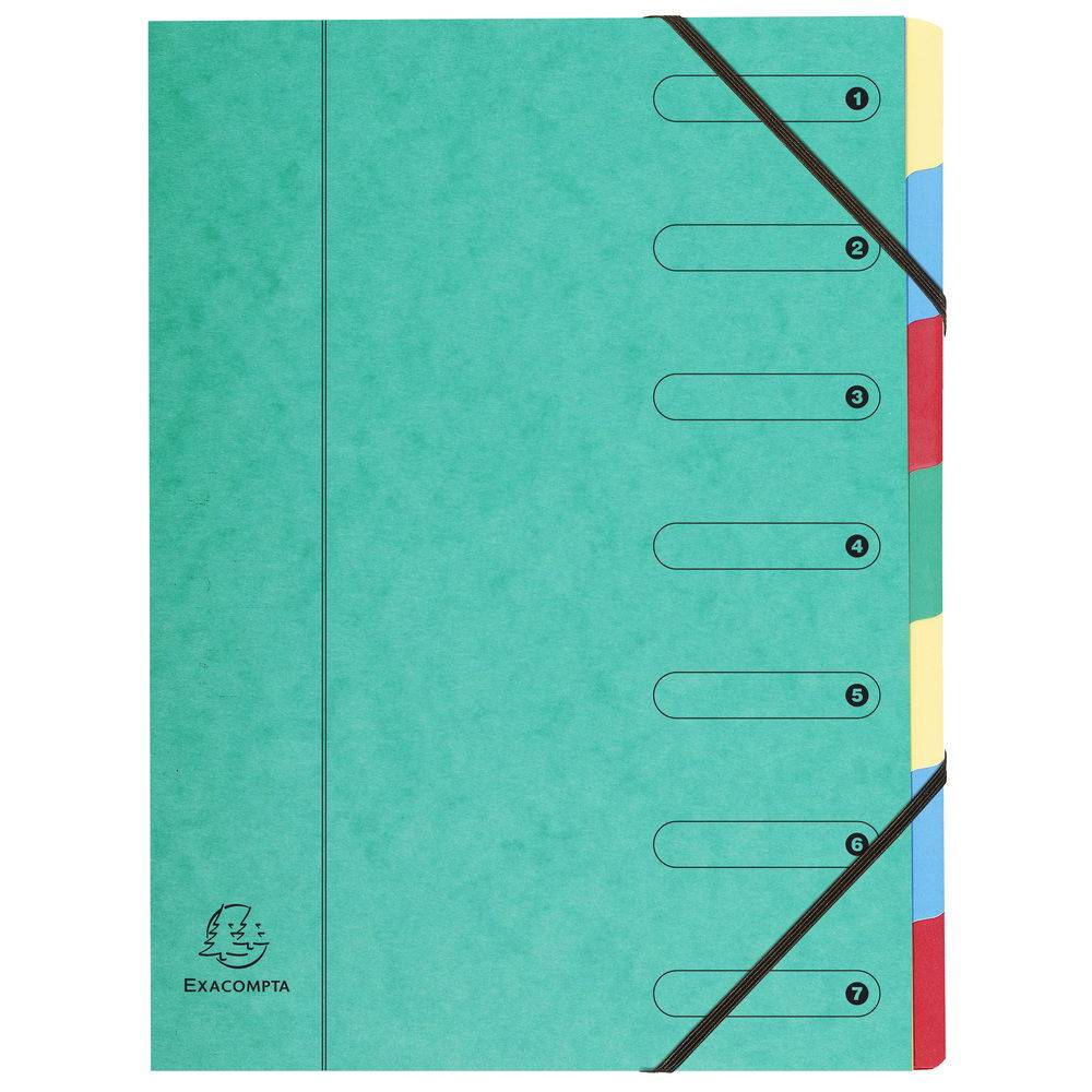 Exacompta 8x Ordnungsmappe Harmonika-Rücken Karton 7 Fächer A4 sortiert 5207E