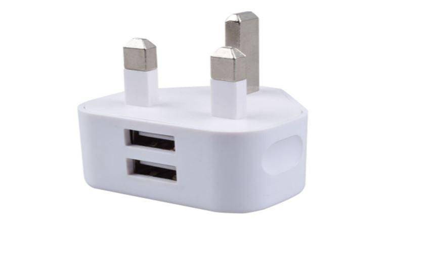 Duales USB-Ladegerät 2.1 A UK DC 5V 2.1A Weiß lädt auf