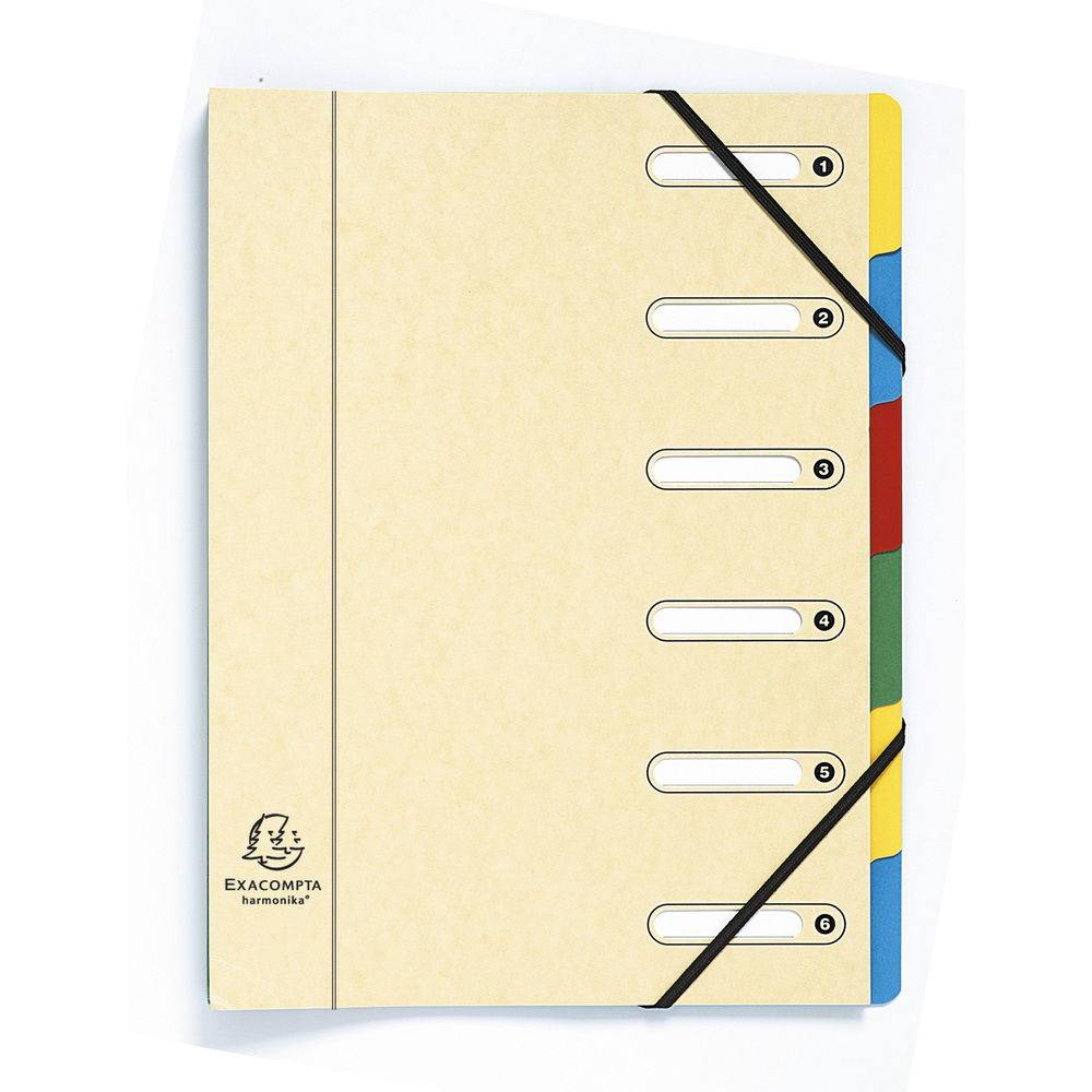 Exacompta 8x Ordnungsmappe HARMONIKA Gummizug Karton 6 Fächer A4 sortiert 5306E