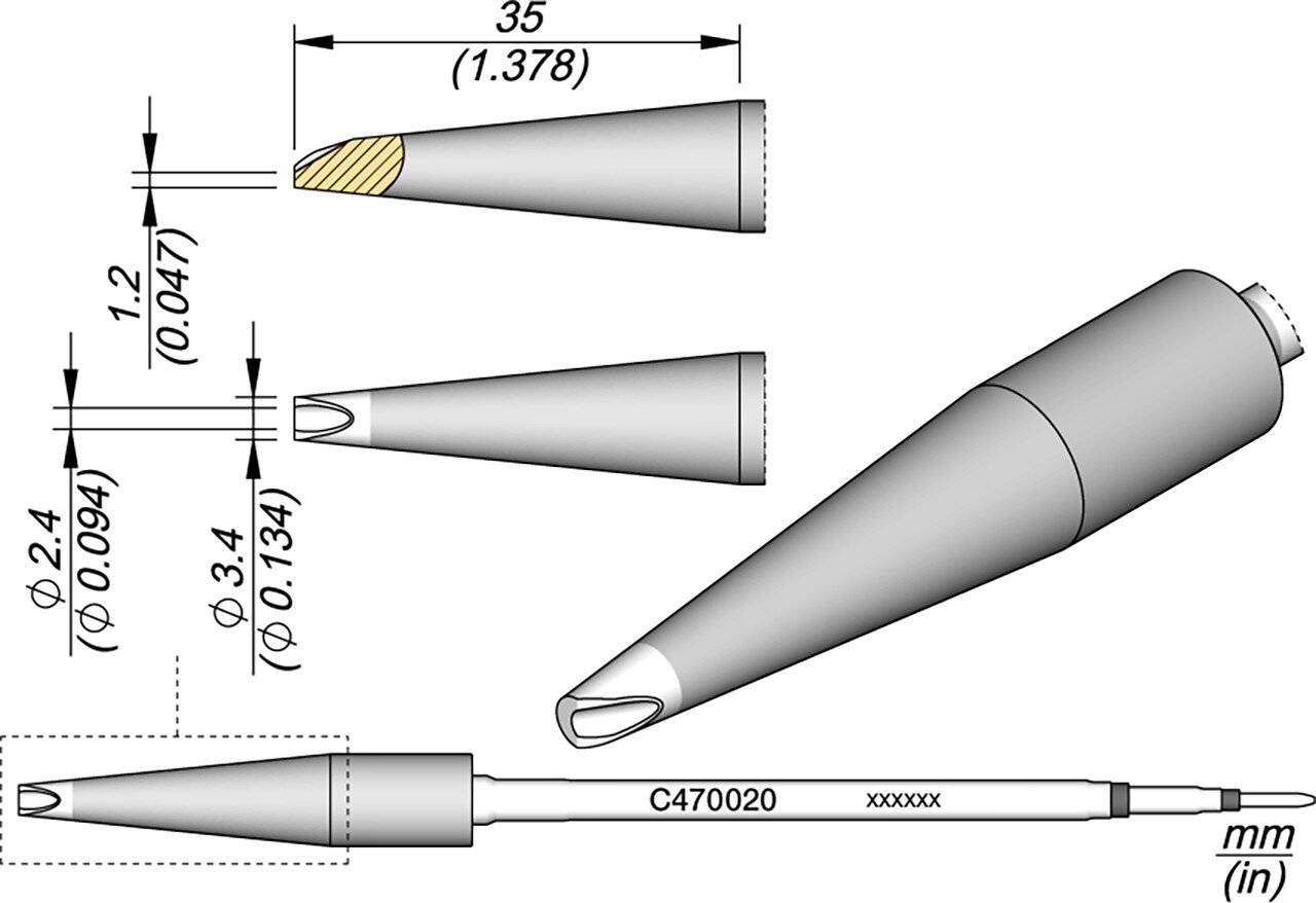 Lötspitze Hohlkehle, Durchmesser 2,4 mm, C470020