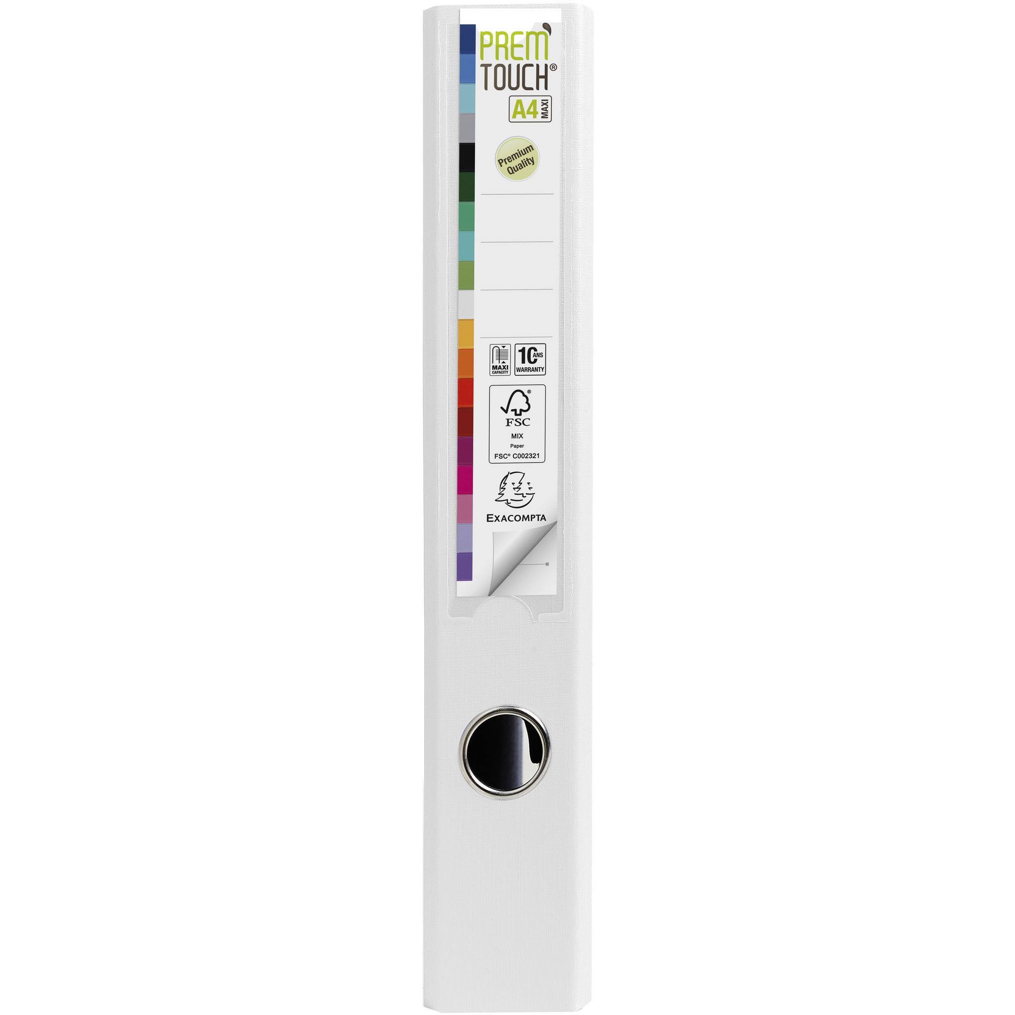 Exacompta 10x Ordner Prem'Touch außen PP Rücken 50mm 32x30cm A4 Maxi Weiß 53148E