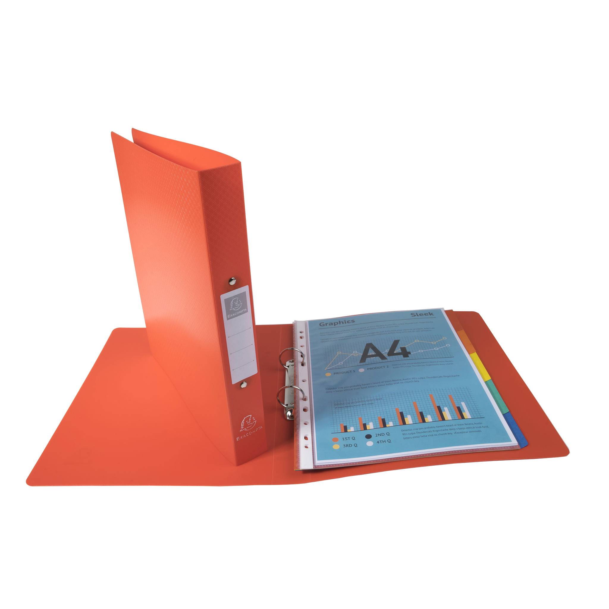 Exacompta 10x Ringbuch PP 1000µ 2Ring 30mm Rücken 40mm A4 Überbreite Rot 54395E