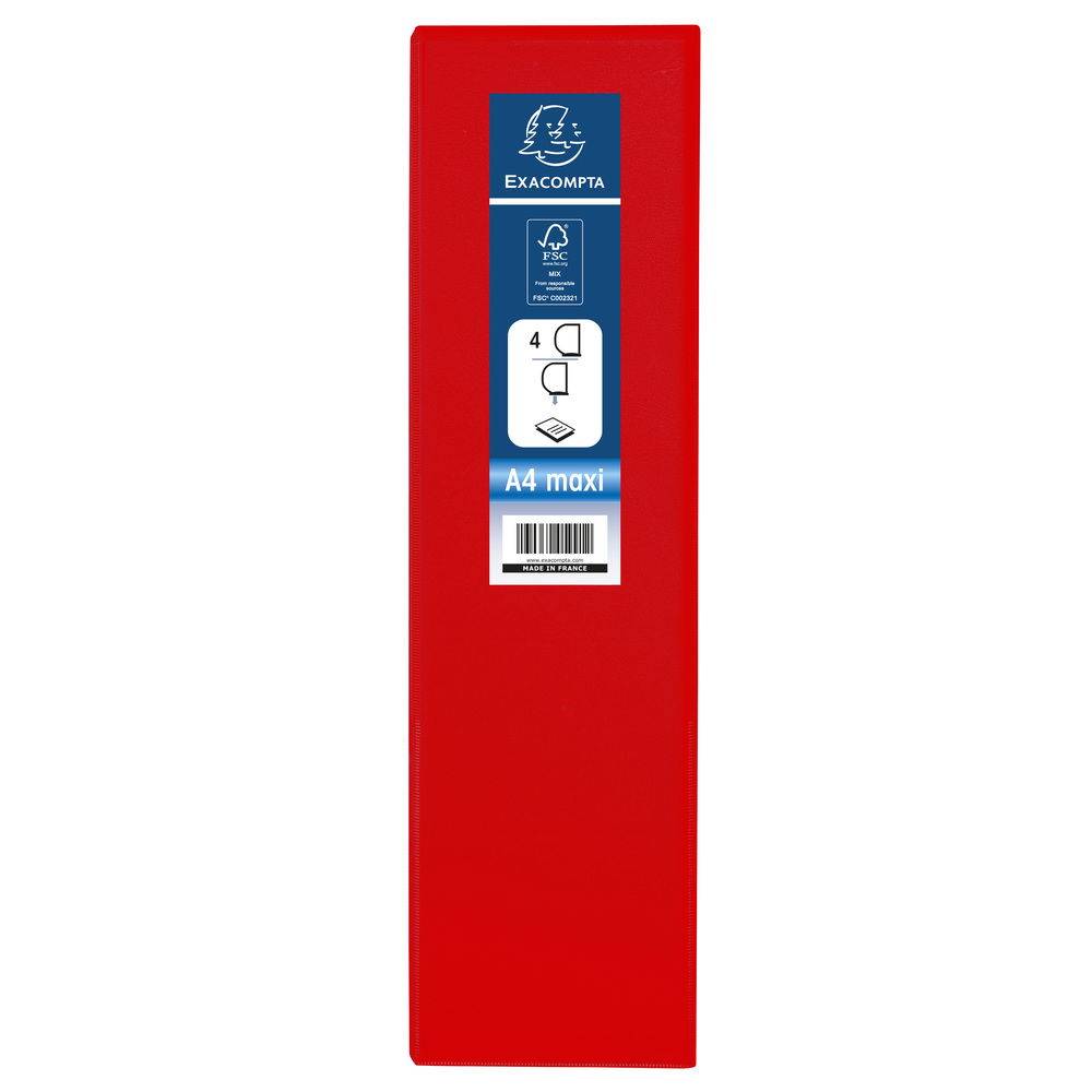 Exacompta 10x Ringbuch PP 23mm 4Ring 60mm D Rücken 90mm A4 Maxi Rot 51845RE
