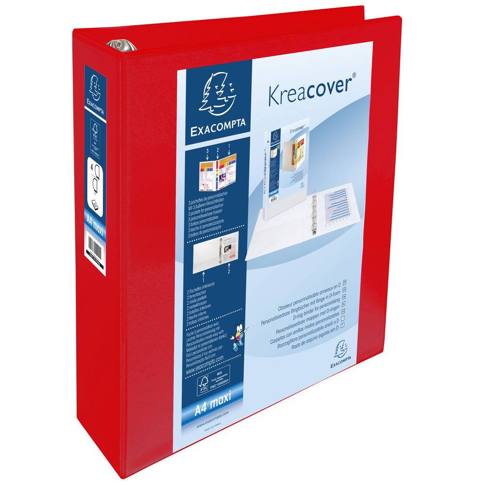 Exacompta 10x Ringbuch PP 23mm 4Ring 60mm D Rücken 90mm A4 Maxi Rot 51845RE