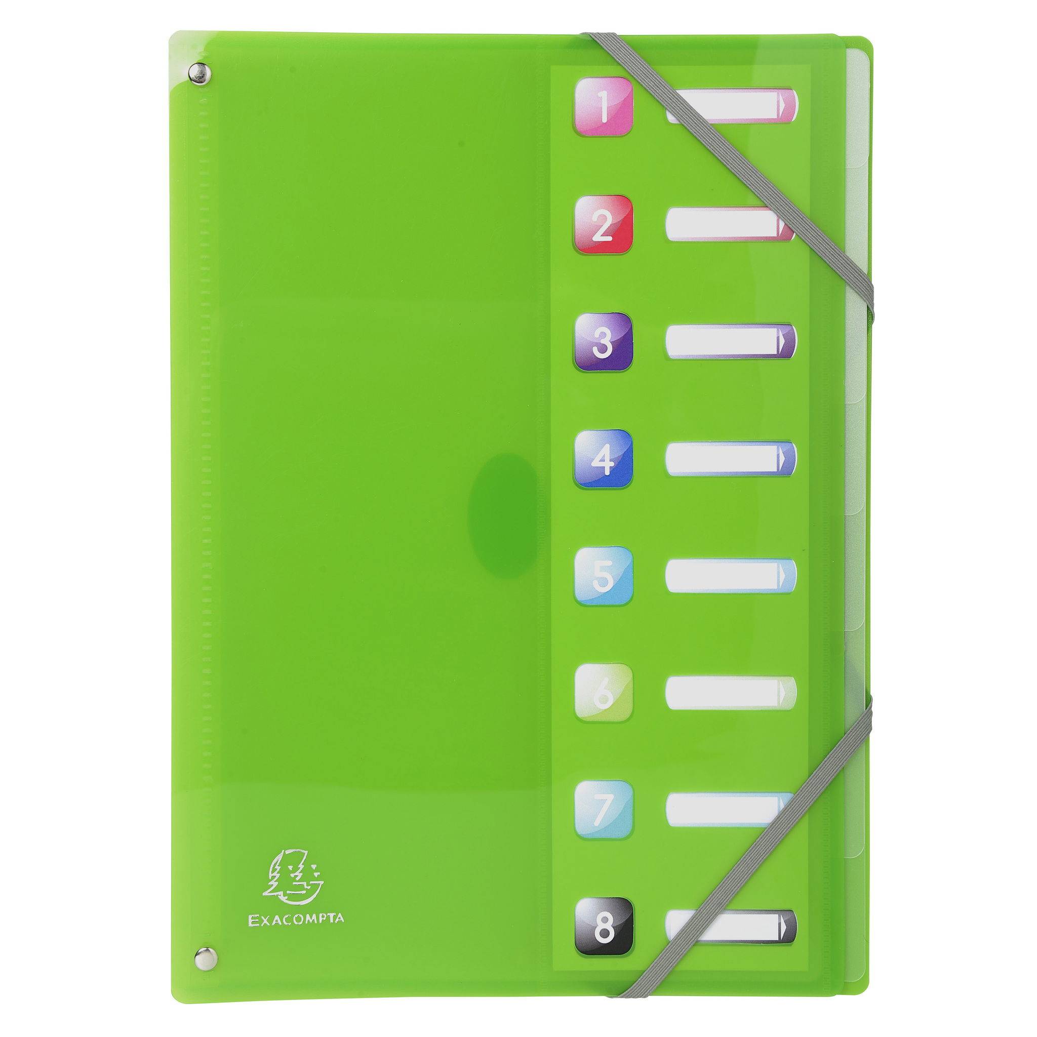 Exacompta 8x Ordnungsmappen PP dehnbarem Rücken 8 Fächer A4 sortiert 58680E