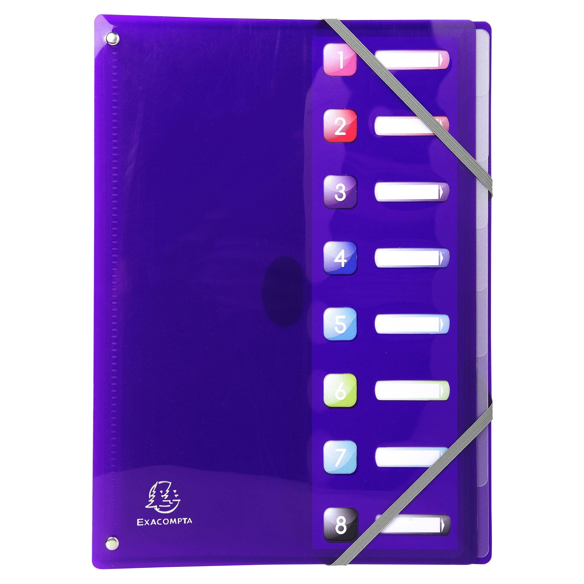 Exacompta 8x Ordnungsmappen PP dehnbarem Rücken 8 Fächer A4 sortiert 58680E