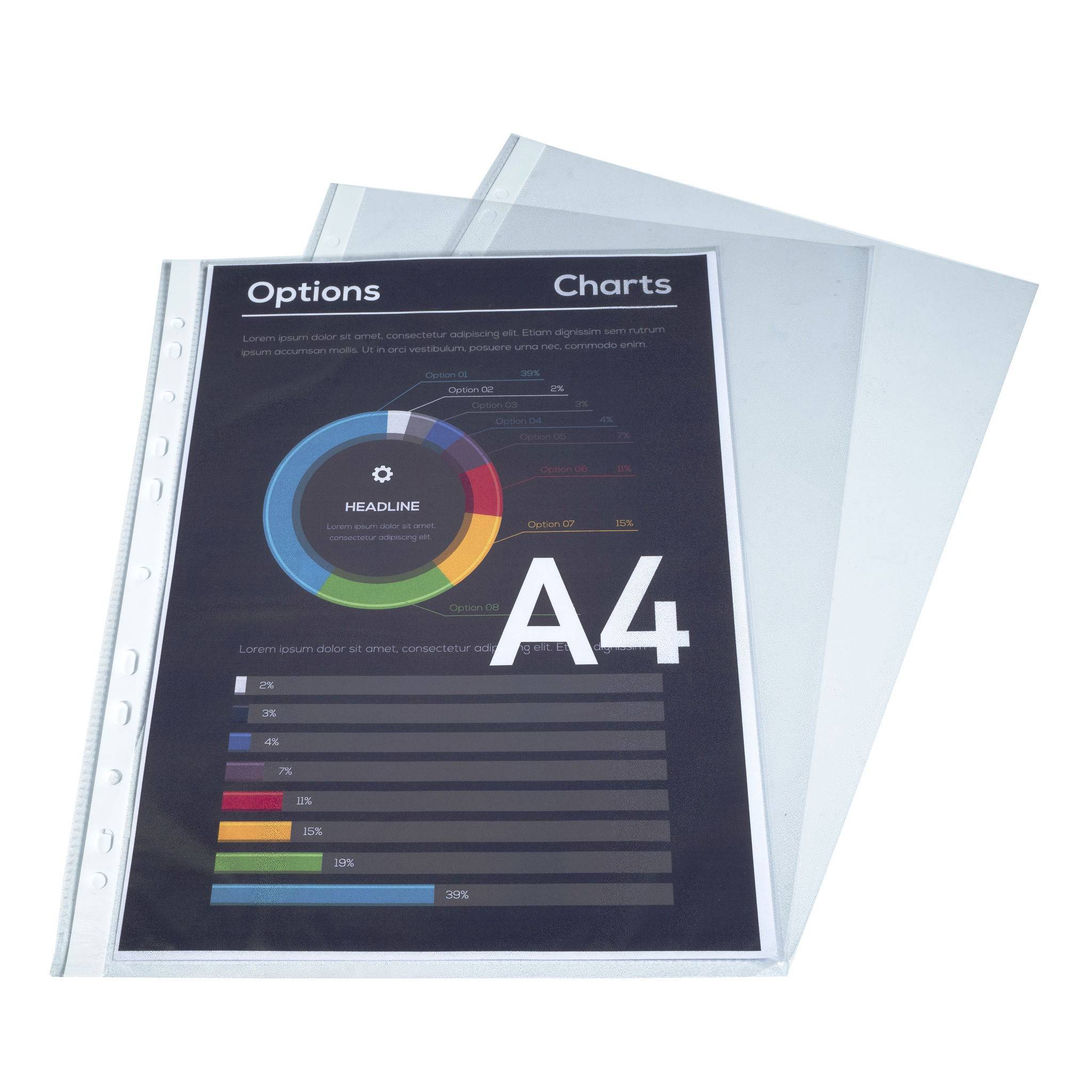 Exacompta 5x Pack 100 Prospekthüllen PP genarbt 800µ Premium A5 Kristall 59110E