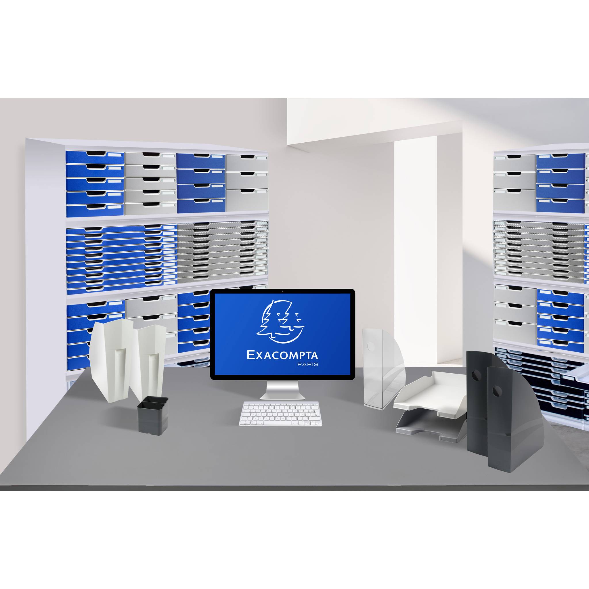 Exacompta 11723D 4x Exacompta, Briefablage Combo Maxi, A4+ Querformat, Office - Kristall