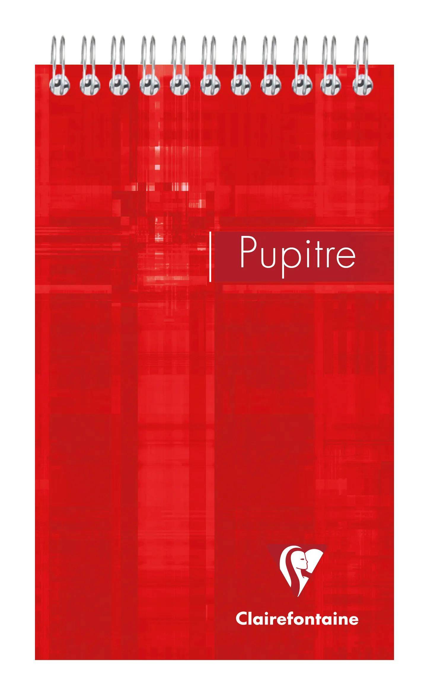 Rotes Clairefontaine-Spiralblock-Cover mit dem Wort „Pupitre
