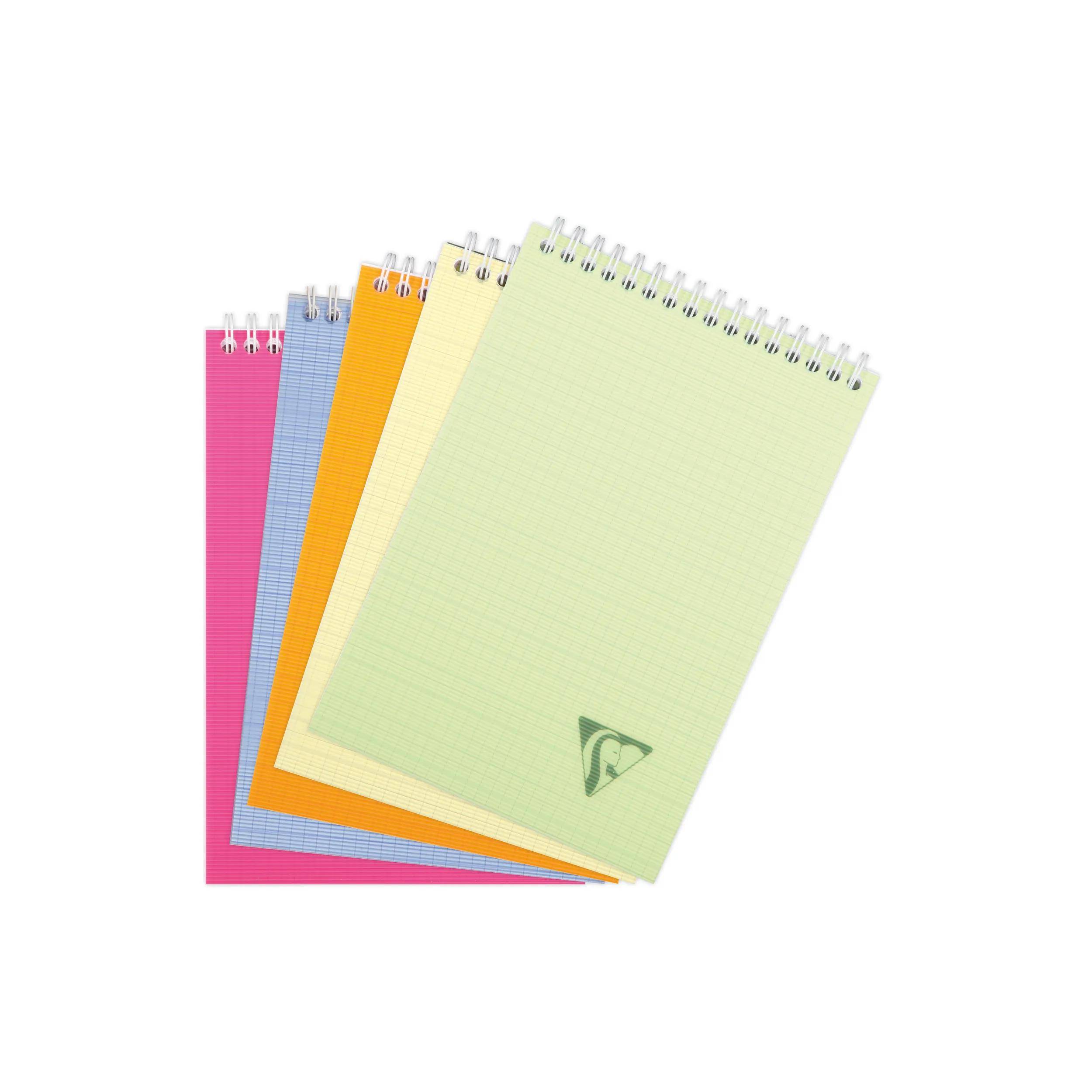 Clairefontaine 5x Block mit Doppelspirale A5 80 Blatt kariert sortiert 328645C