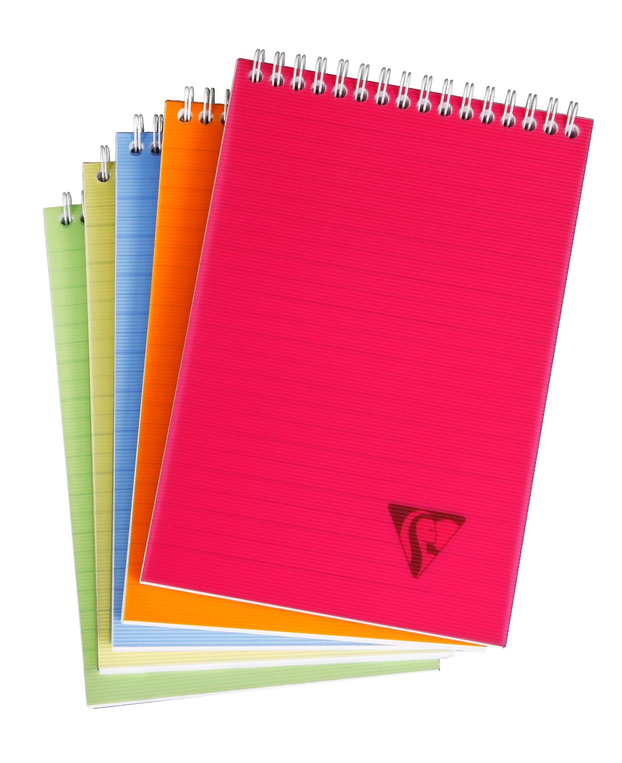 Clairefontaine 5x Block mit Doppelspirale A, 80 Blatt liniert sortiert 328646C