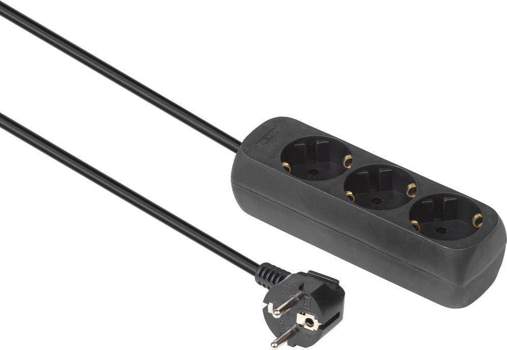 MicroConnect 3-way Schuko Socket 1.5M Black (GRU003B-WOS)