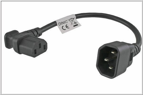 Netzadapter C13 C14 gewinkelt 0,3m IEC 320 C13 - IEC320 C14