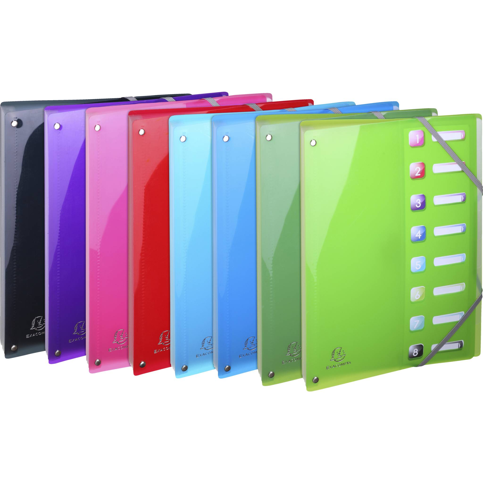Exacompta 8x Ordnungsmappen PP dehnbarem Rücken 8 Fächer A4 sortiert 58670E