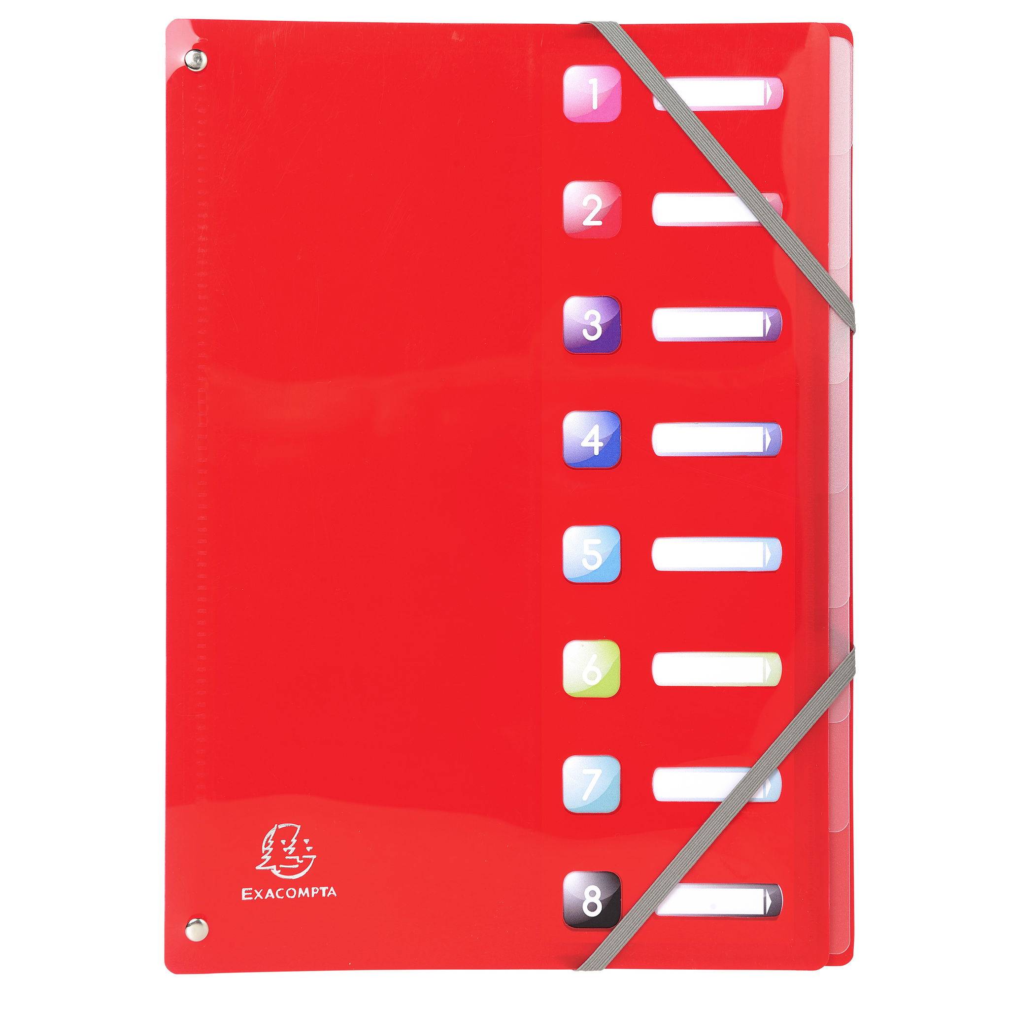 Exacompta 8x Ordnungsmappen PP dehnbarem Rücken 8 Fächer A4 sortiert 58670E