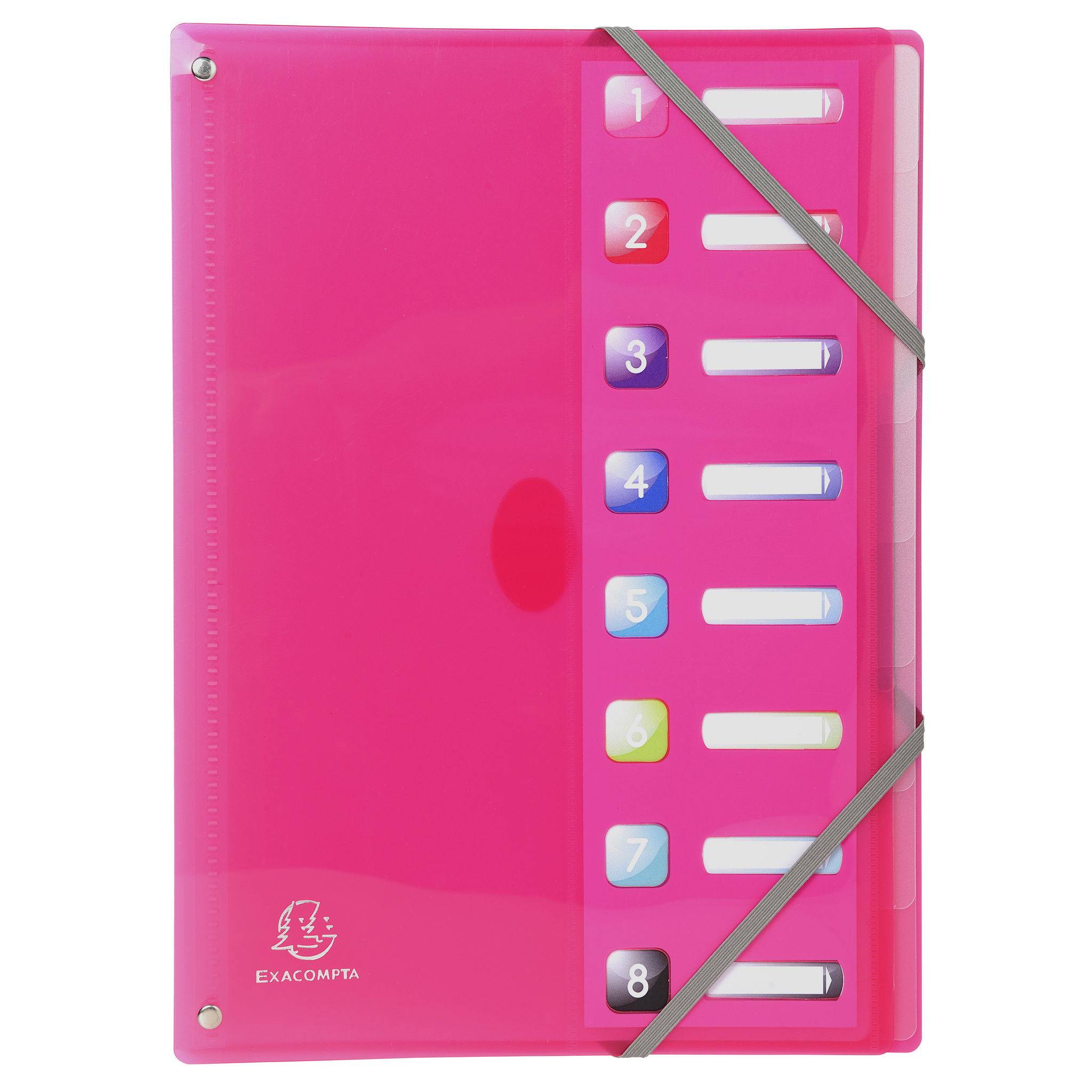 Exacompta 8x Ordnungsmappen PP dehnbarem Rücken 8 Fächer A4 sortiert 58670E