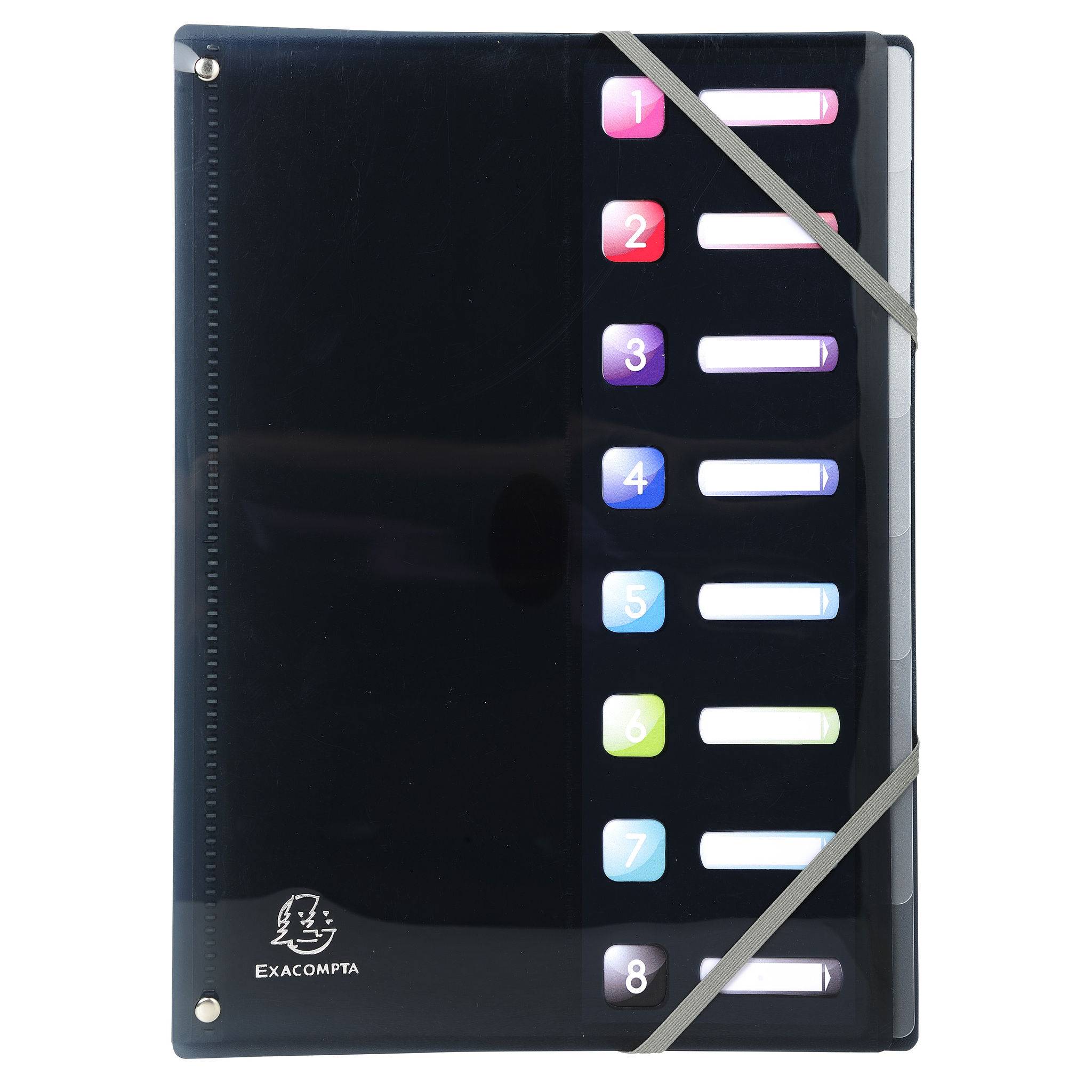 Exacompta 8x Ordnungsmappen PP dehnbarem Rücken 8 Fächer A4 sortiert 58670E