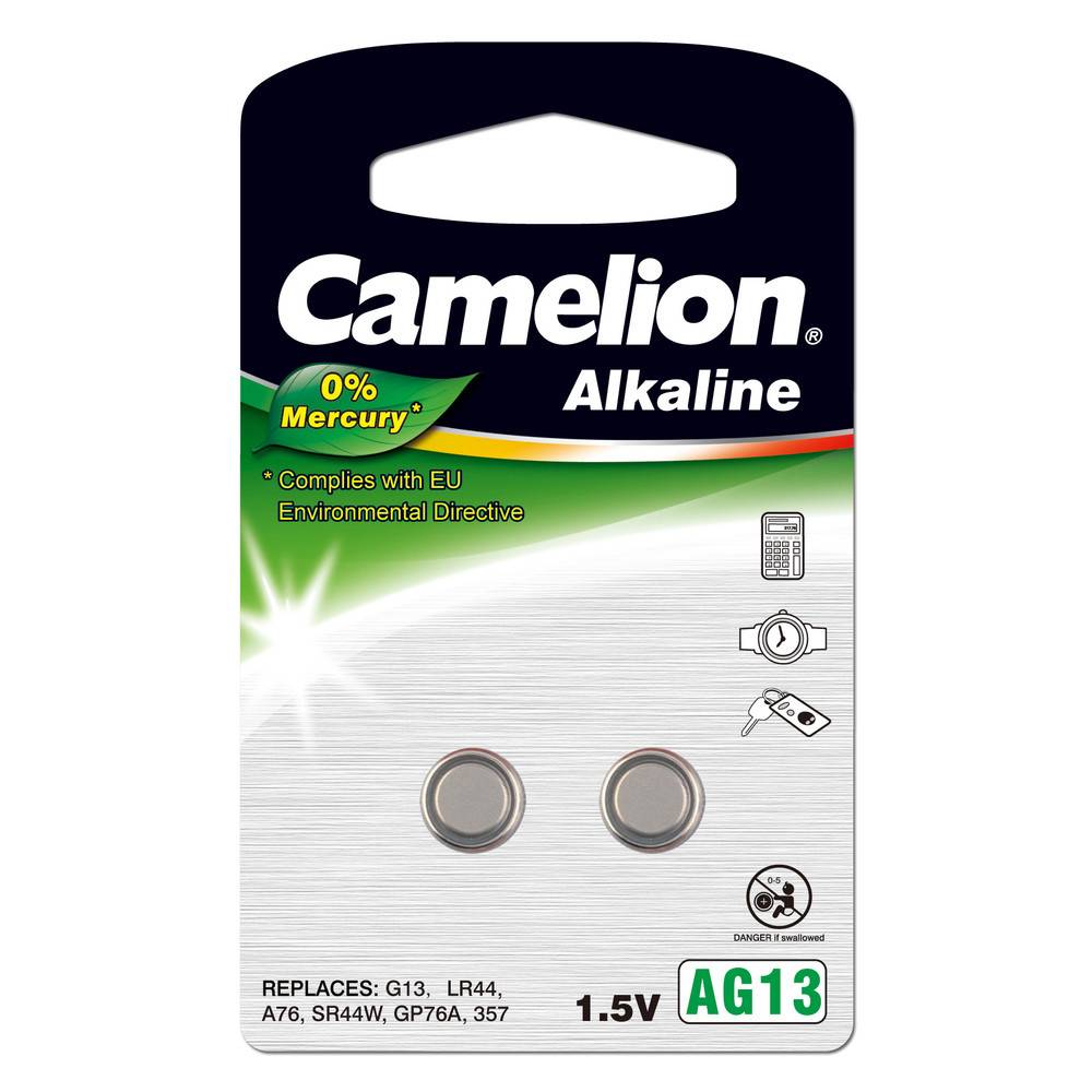 Camelion Knopfzelle Alkaline, AG13 / LR44, 1,5 V, 138 mAh