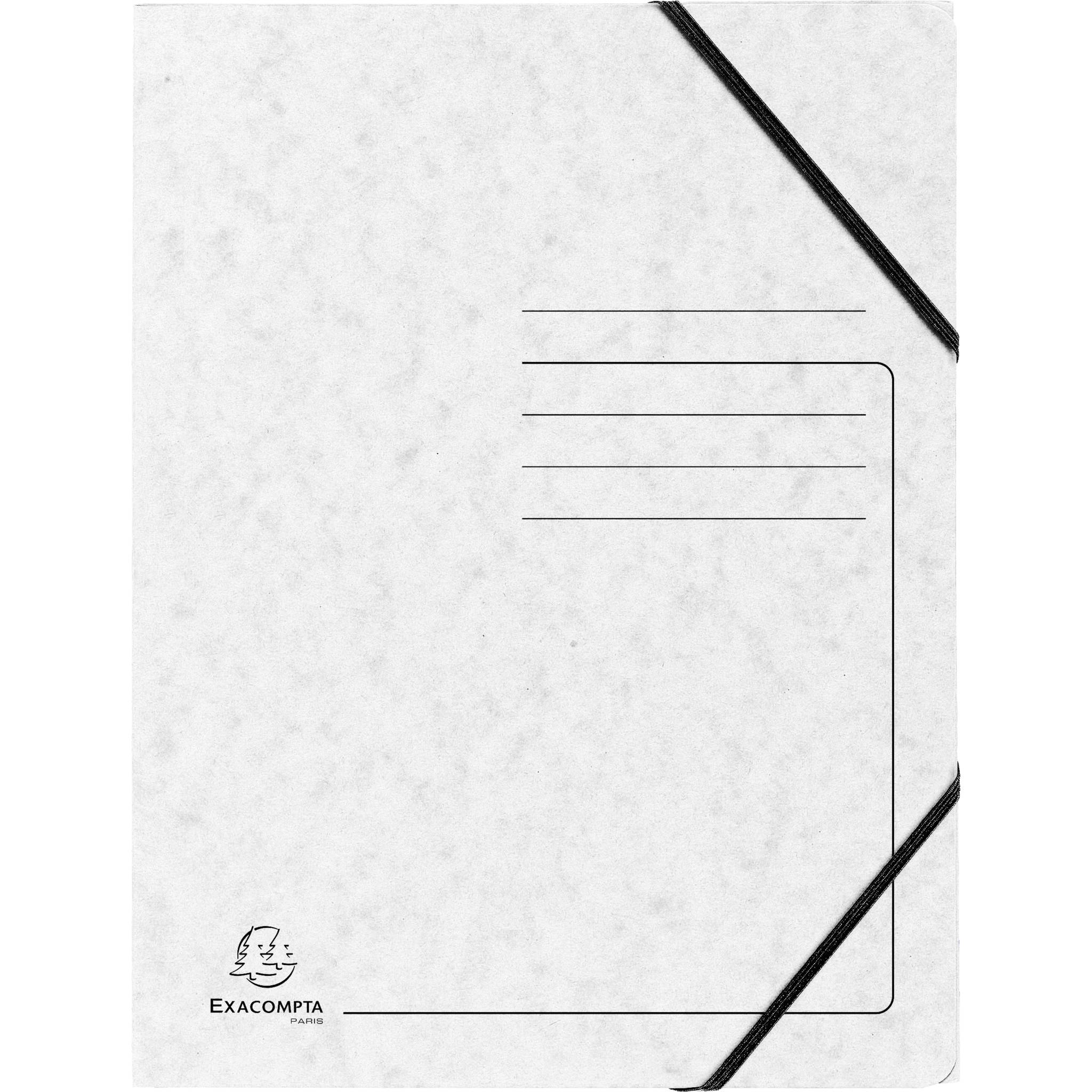 Exacompta 25x Eckspannmappe + Gummizug ohne Klappen, Karton, A4, Weiß, 555406E