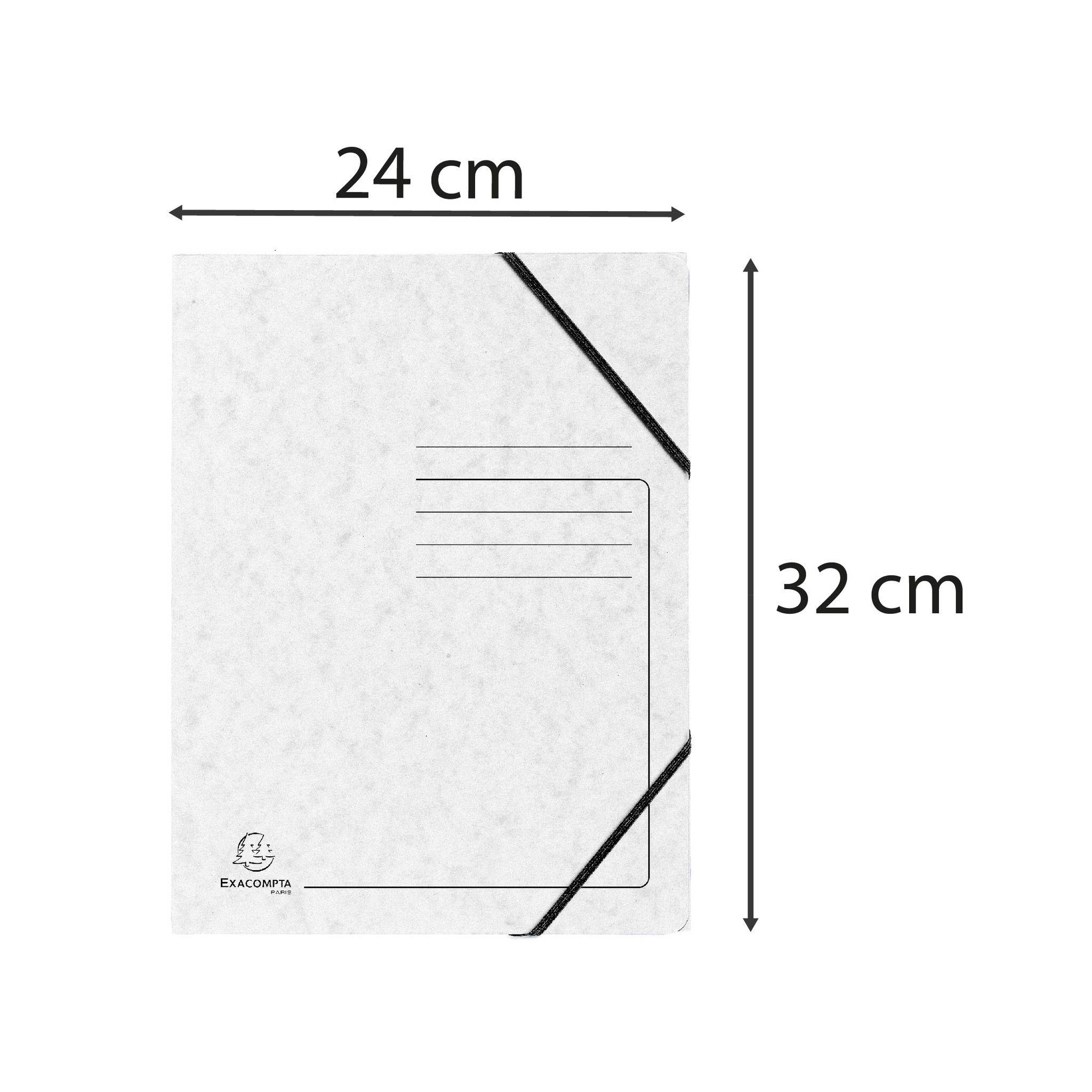 Exacompta 25x Eckspannmappe + Gummizug ohne Klappen, Karton, A4, Weiß, 555406E