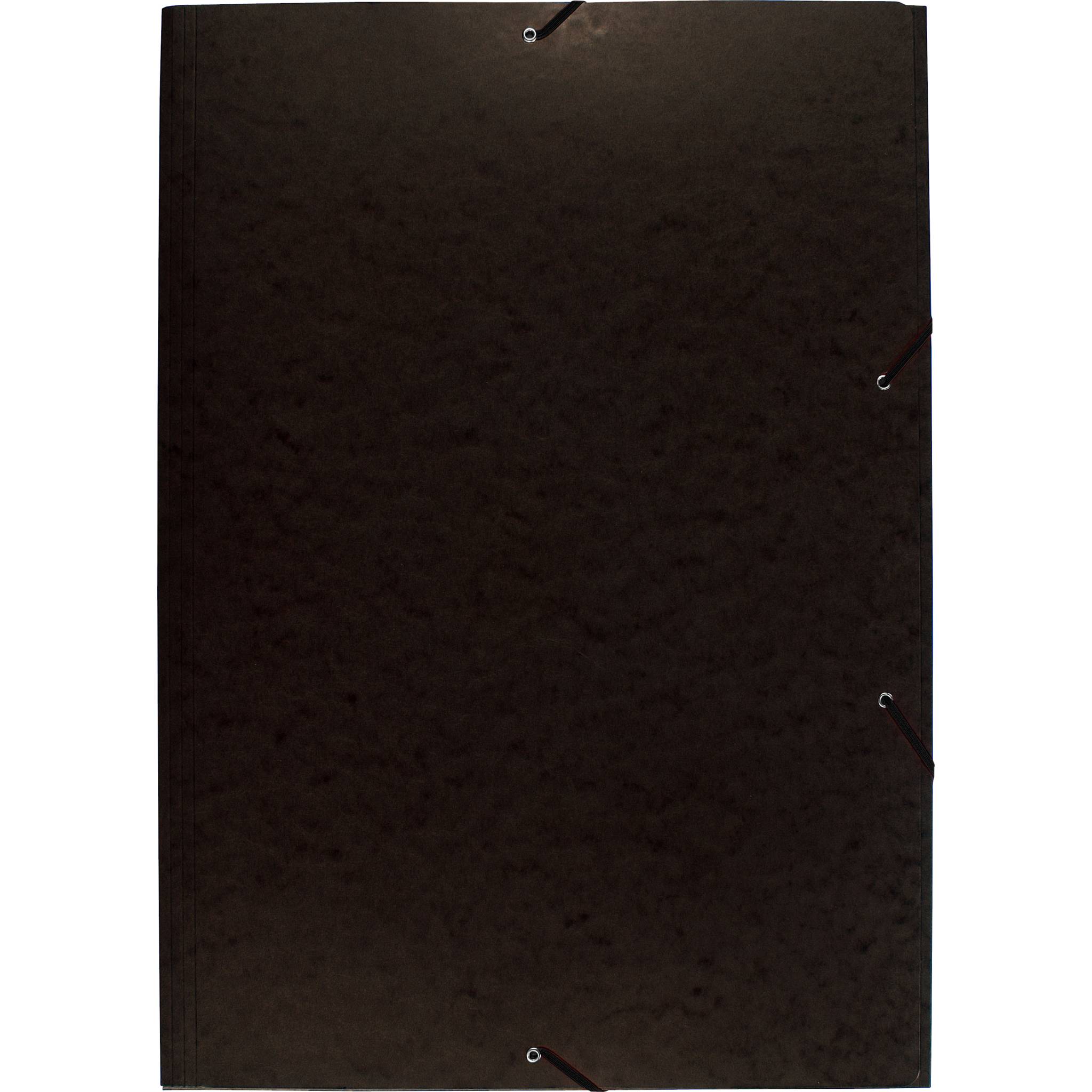 Exacompta 10x Sammelmappe + Gummizug 3 Klappen Karton 600g/qm A2 Schwarz 59651E