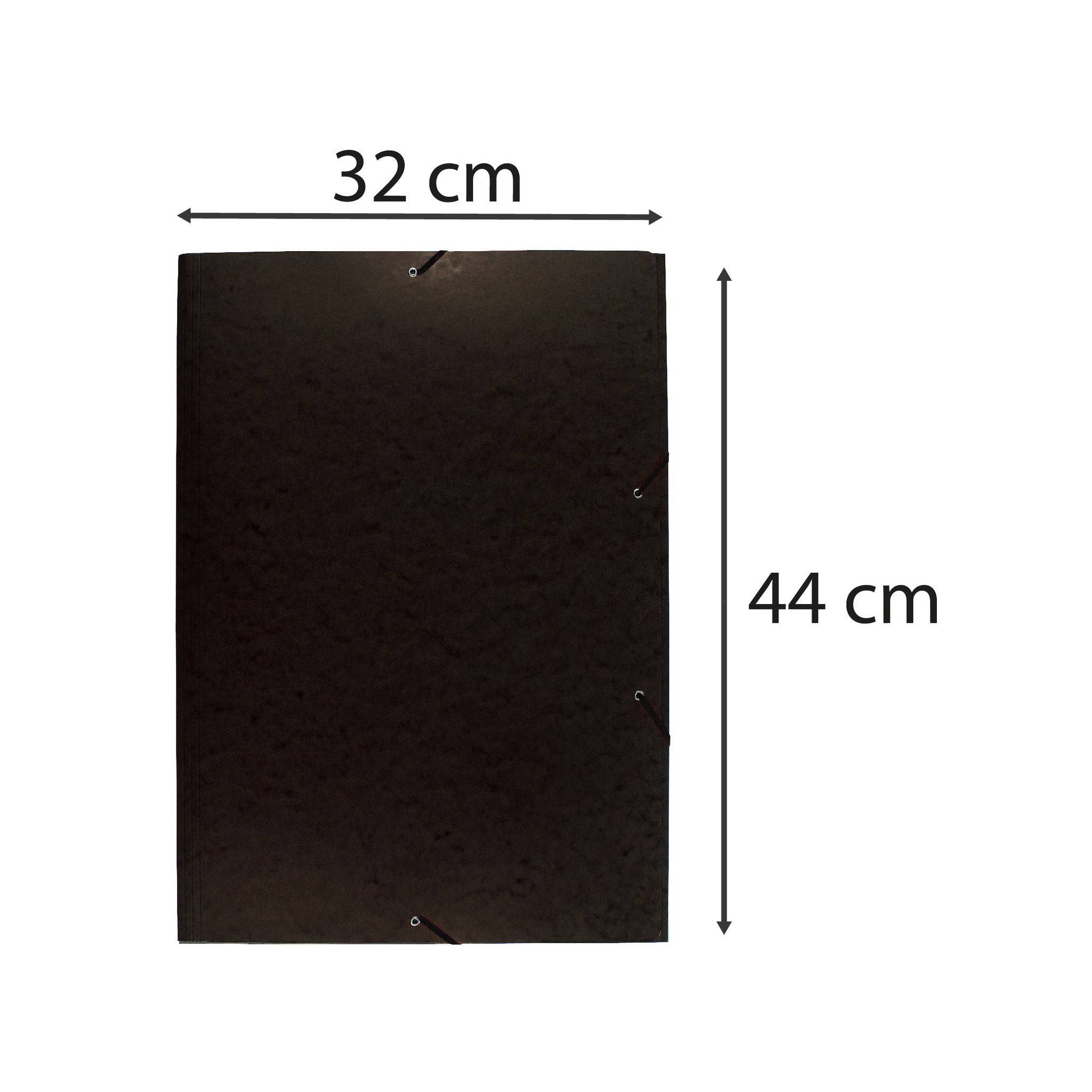 Exacompta 10x Sammelmappe + Gummizug 3 Klappen Karton 600g/qm A2 Schwarz 59651E